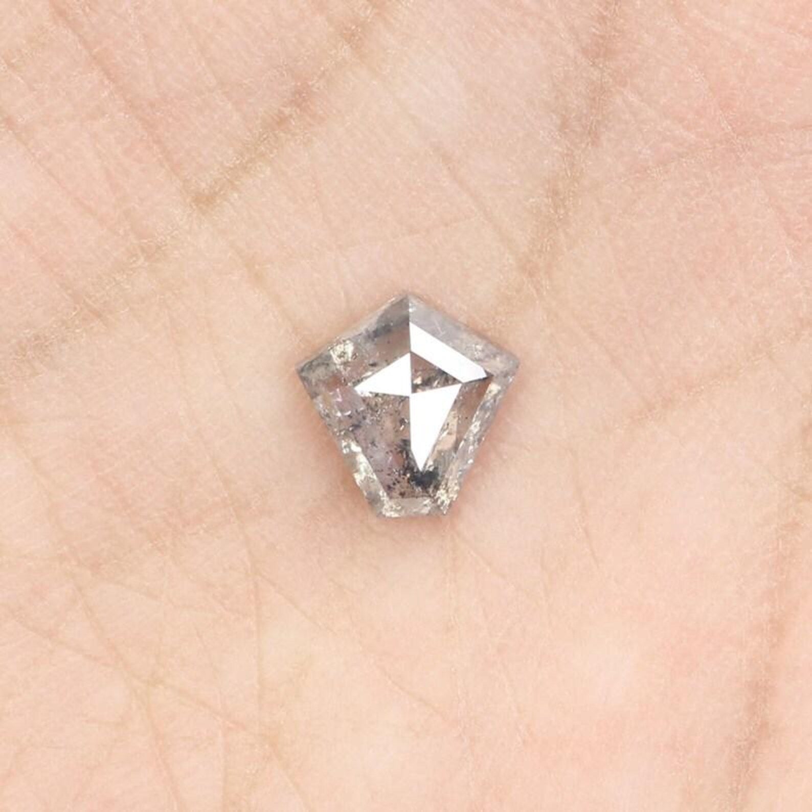 0.78 Ct Natural Loose Pentagon Shape Diamond Salt And Pepper Pentagon Diamond 6.45 MM Natural Loose Diamond Pentagon Rose Cut Diamond NQ927