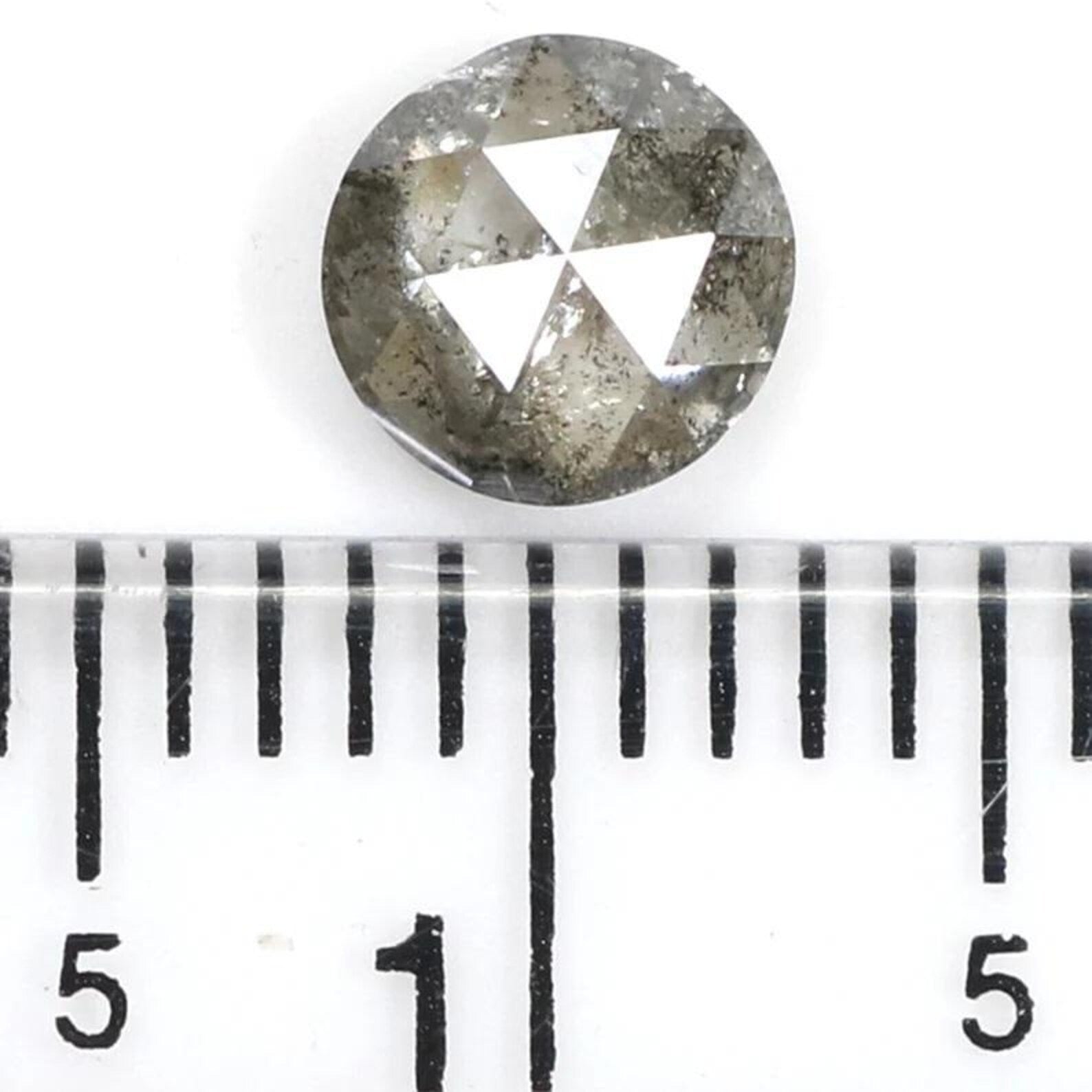 0.54 CT Natural Loose Round Shape Diamond Salt And Pepper Round Diamond 5.20 MM Natural Loose Black Grey Color Round Rose Cut Diamond NQ7721