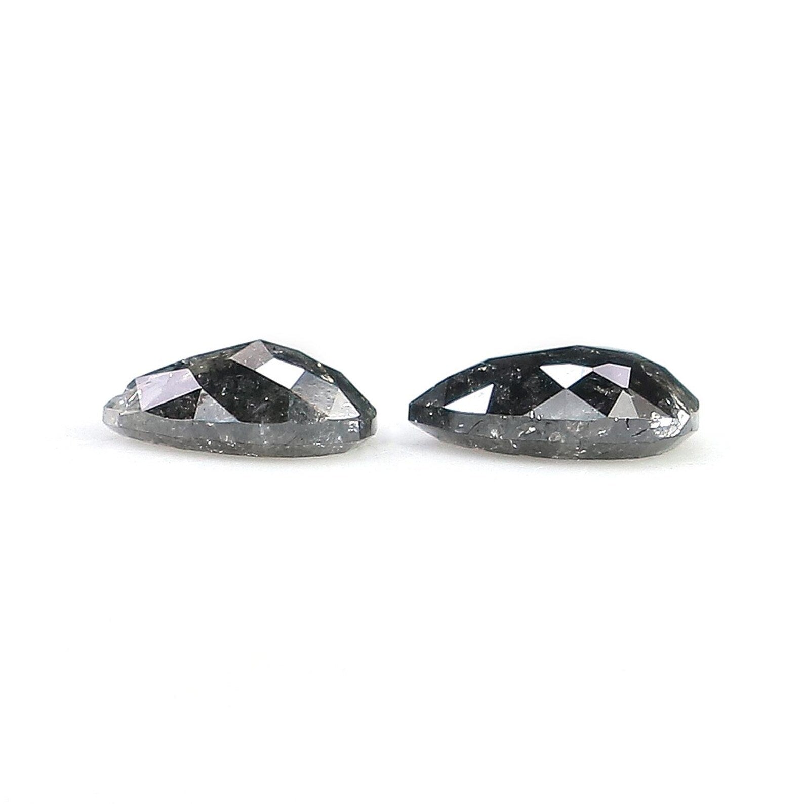 0.47 CT Natural Loose Pear Cut Pair Diamond Salt And Pepper Pear Shape Diamond 4.75 MM Natural Black Grey Color Pear Rose Cut Diamond QN942