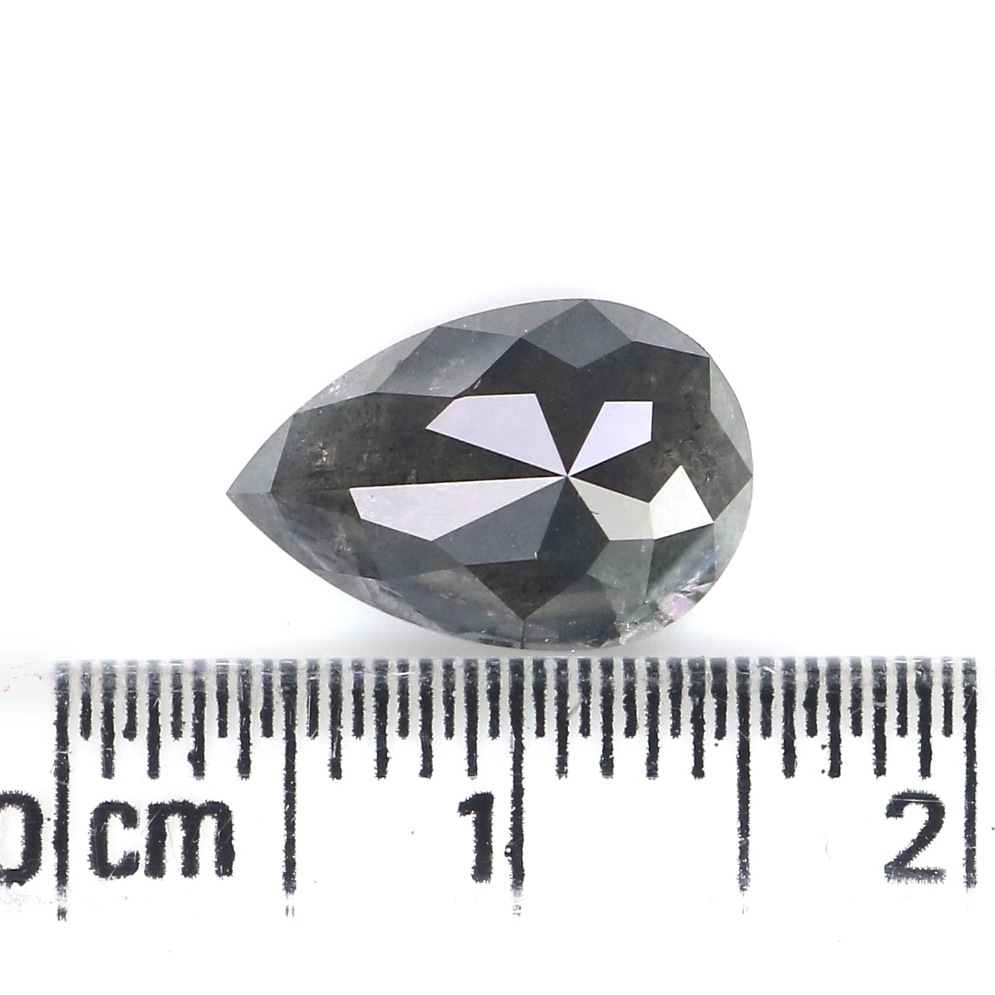 3.14 CT Natural Loose Pear Shape Diamond Salt And Pepper Pear Rose Cut Diamond 11.65 MM Natural Black Grey Color Pear Shape Diamond LQ3074