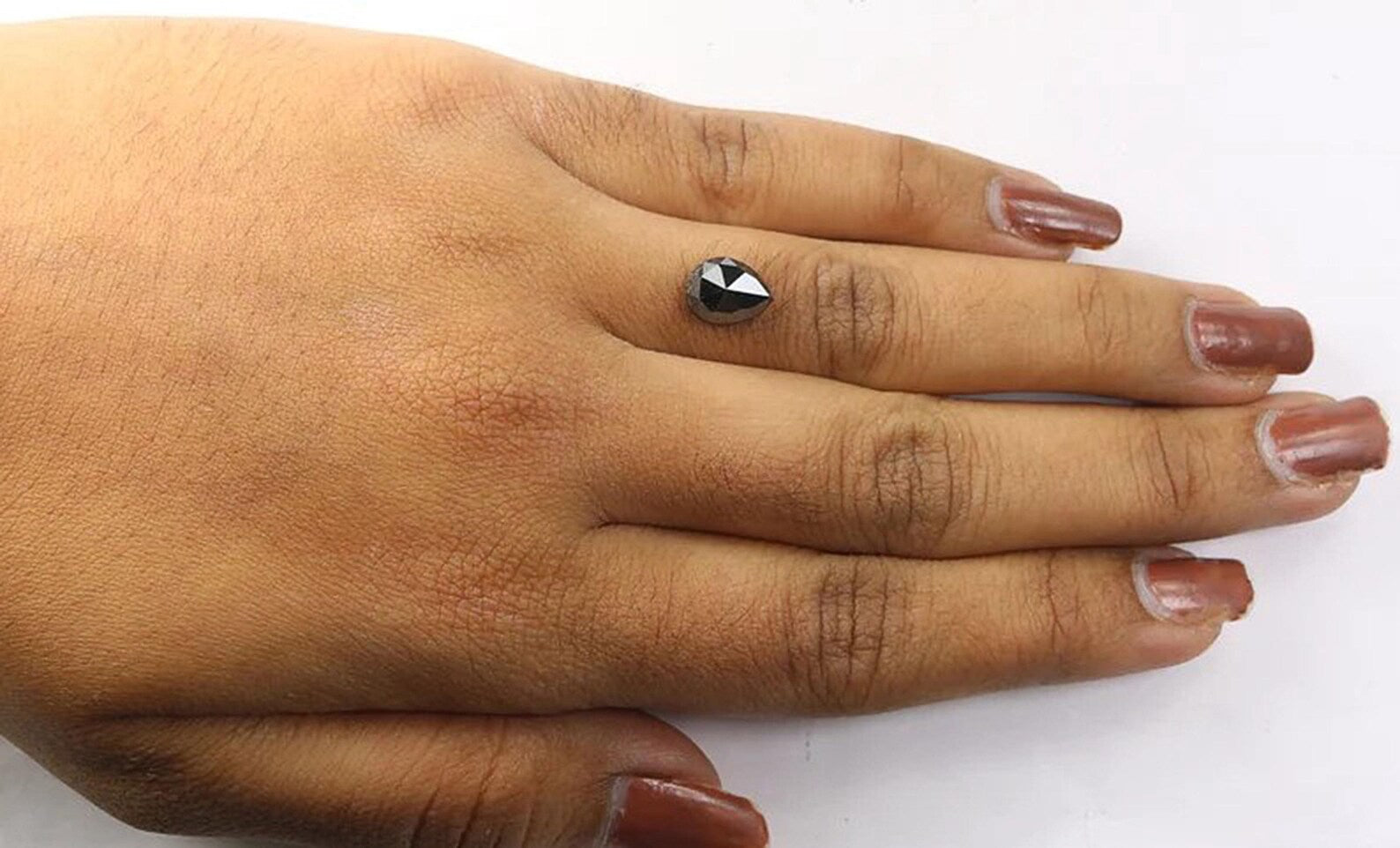 1.98 CT Natural Loose Pear Shape Diamond Black Color Pear Cut Diamond 8.65 MM Natural Loose Black Color Diamond Pear Rose Cut Diamond NQ1734