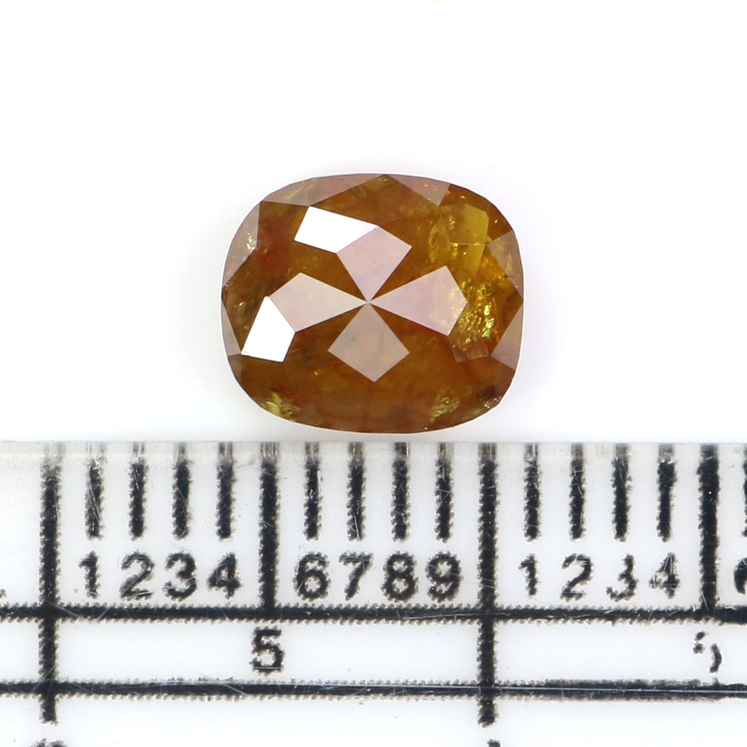 1.39 CT Natural Loose Cushion Shape Diamond Yellow Color Cushion Cut Diamond 6.95 MM Natural Brown Diamond Cushion Rose Cut Diamond QL2885