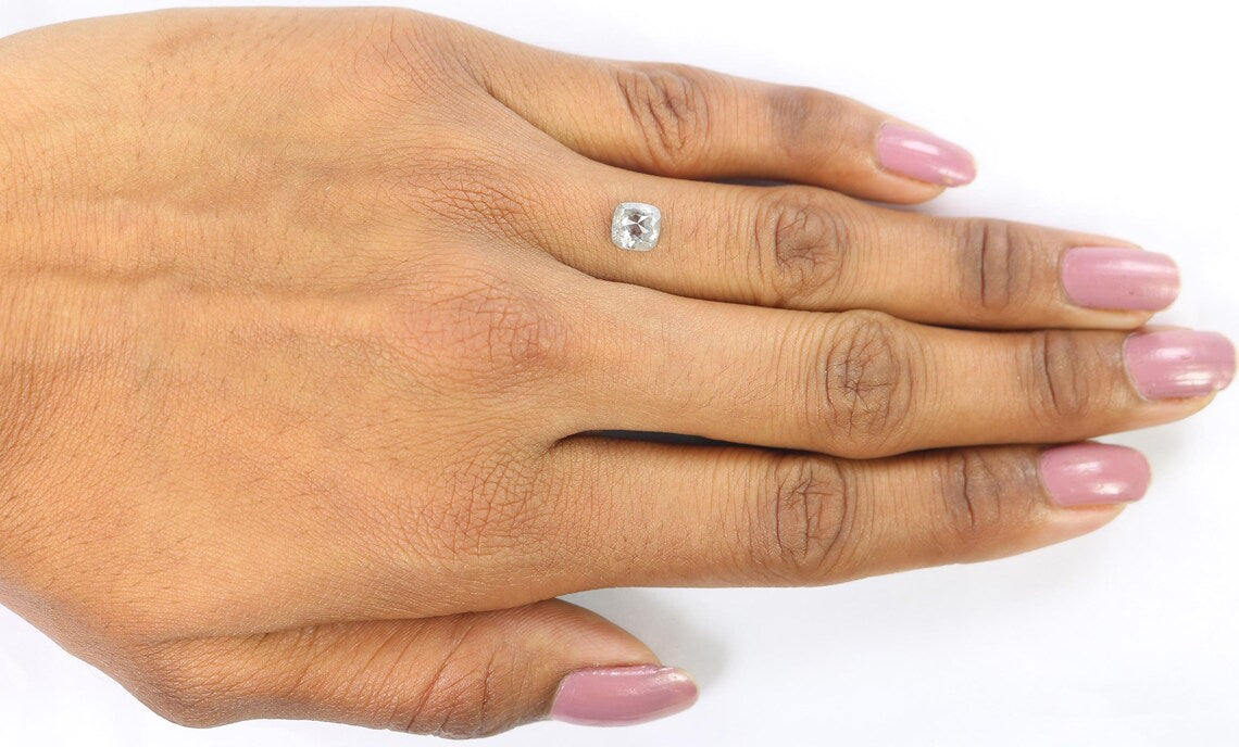 1.03 Ct Natural Loose Cushion Shape Diamond Salt And Pepper Cushion Diamond 5.60 MM Natural Black Grey Color Cushion Rose Cut Diamond QN9217