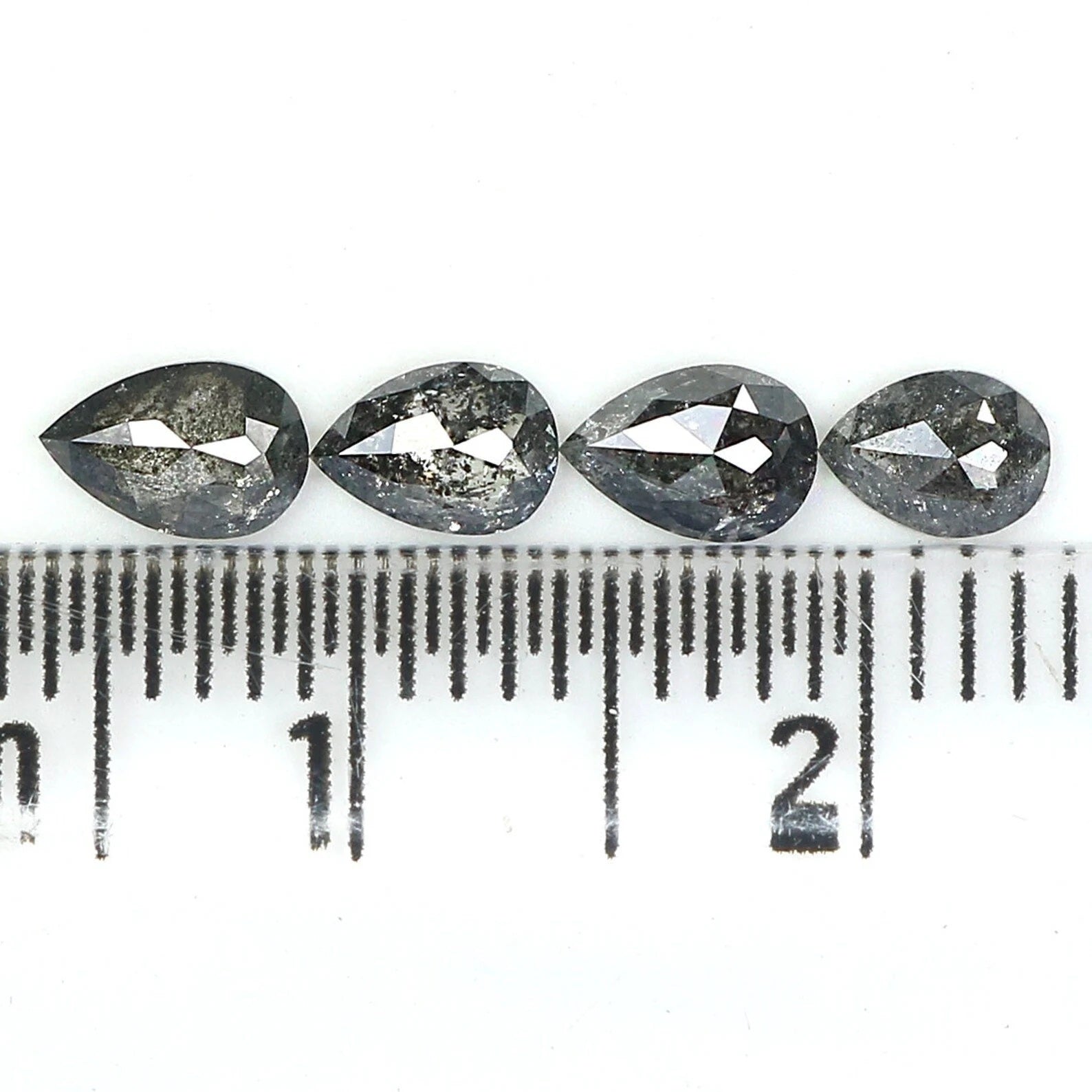 0.96 CT Natural Loose Pear Shape Diamond Salt And Pepper Pear Diamond 4.60 MM Natural Loose Black Grey Color Pear Rose Cut Diamond QN1425