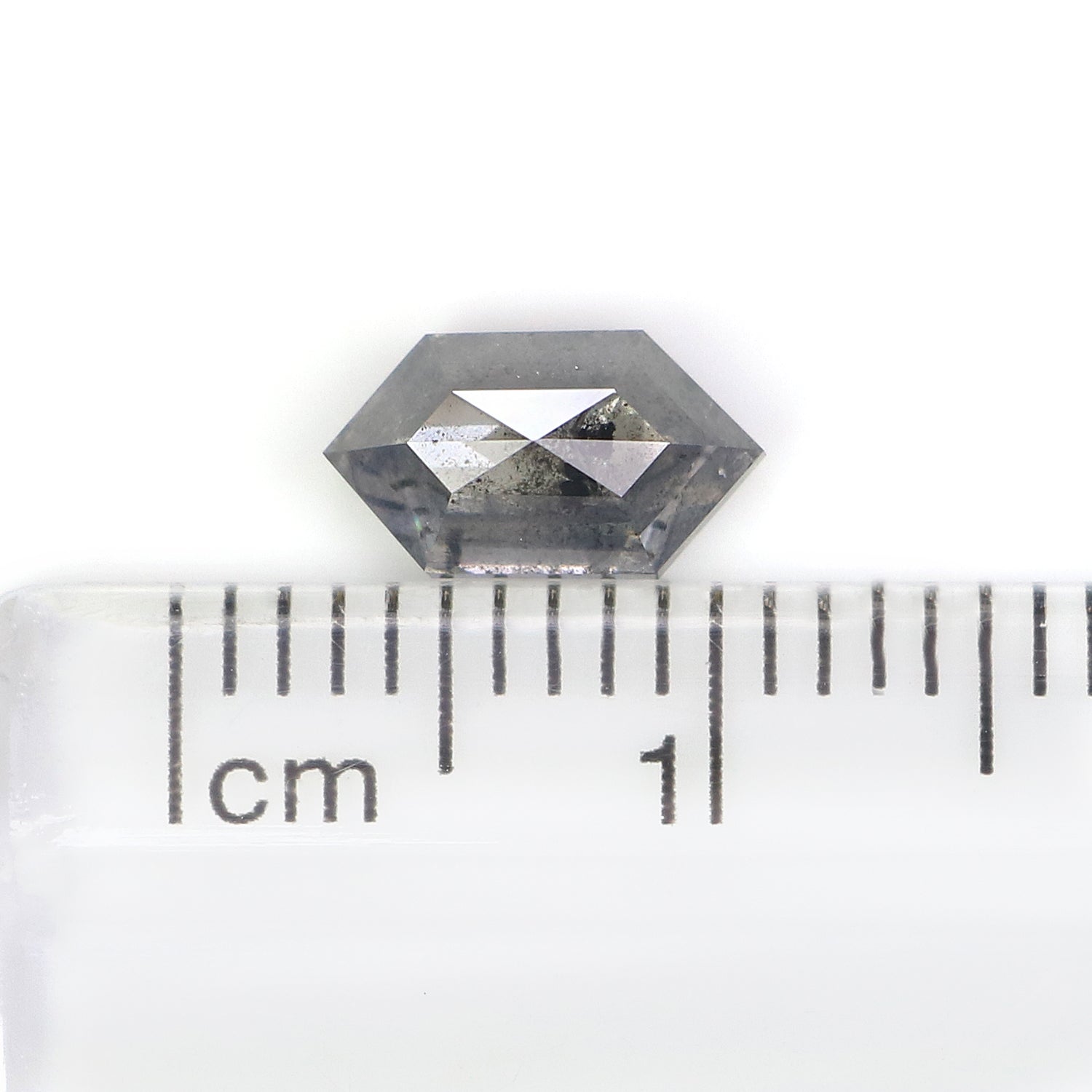 1.11 CT Natural Loose Hexagon Shape Diamond Salt And Pepper Hexagon Diamond 8.20 MM Natural Black Grey Color Hexagon Rose Cut Diamond L3450