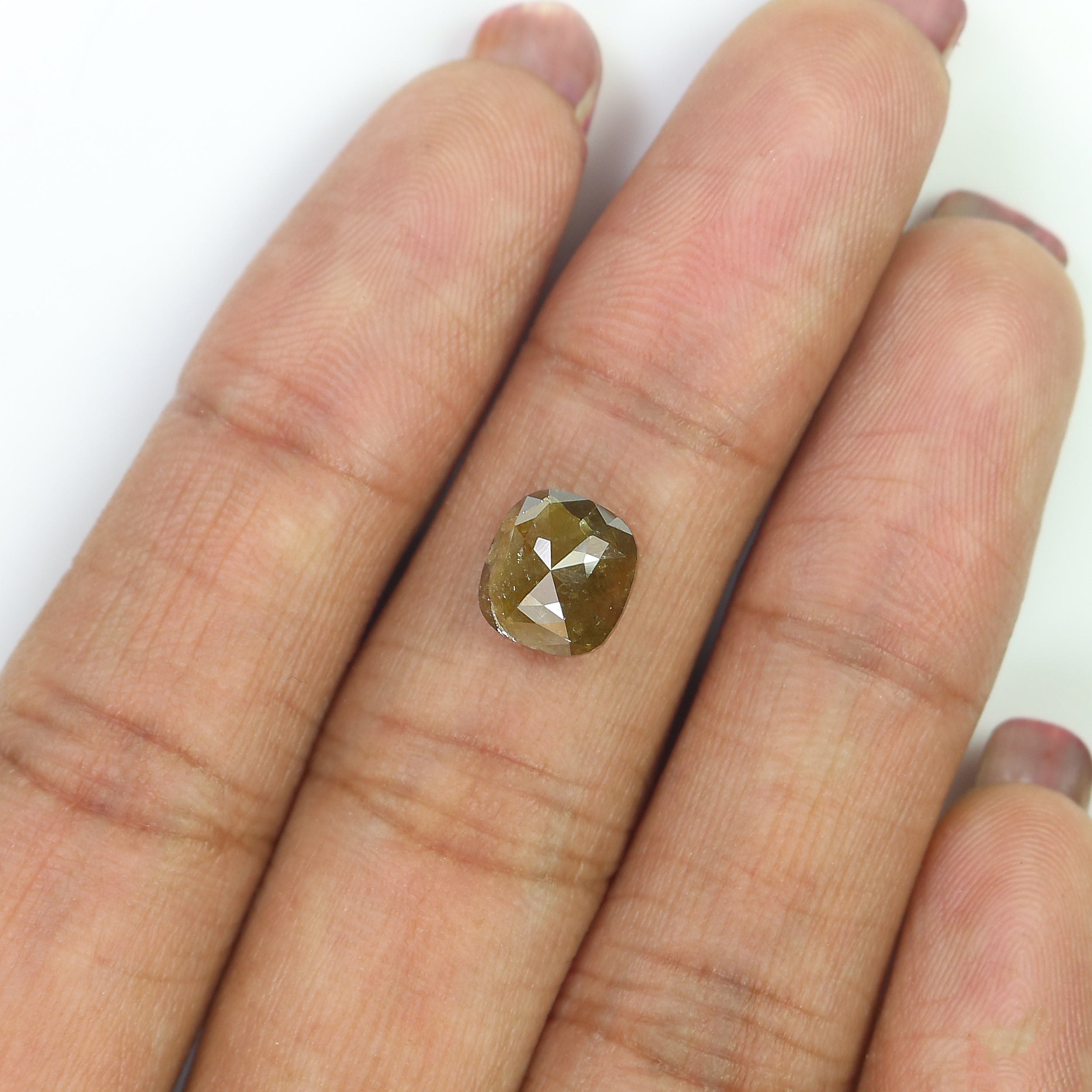 Natural Cushion Brown Color Diamond 2.20 CT Loose Cushion Rose Cut Brown Color Stone 7.90 MM Rustic Diamond For Custom Engagement Ring L3647