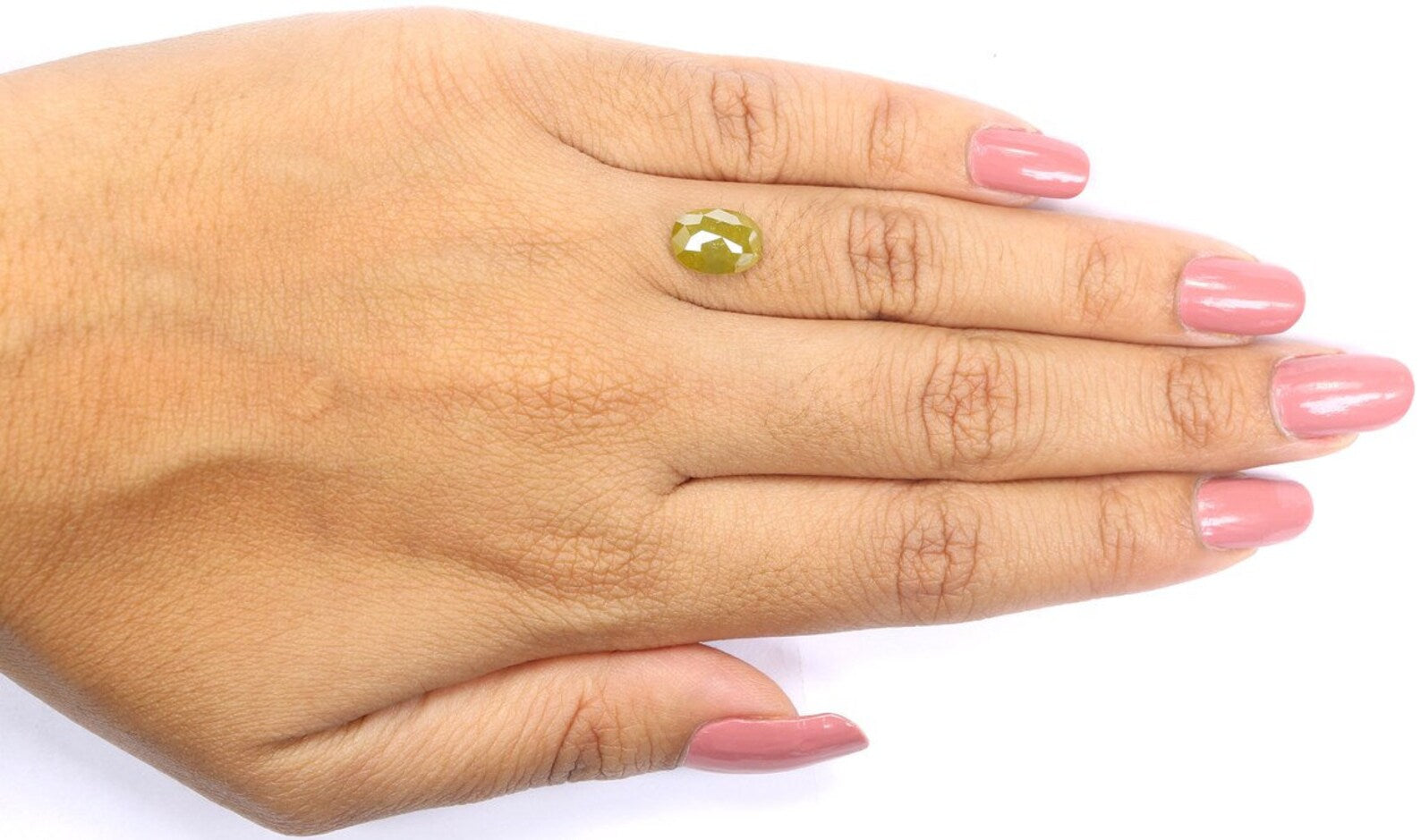 1.96 CT Natural Loose Oval Shape Diamond Yellow Green Color Oval Cut Diamond 9.30 MM Natural Loose Diamond Oval Rose Cut Diamond NQ9841