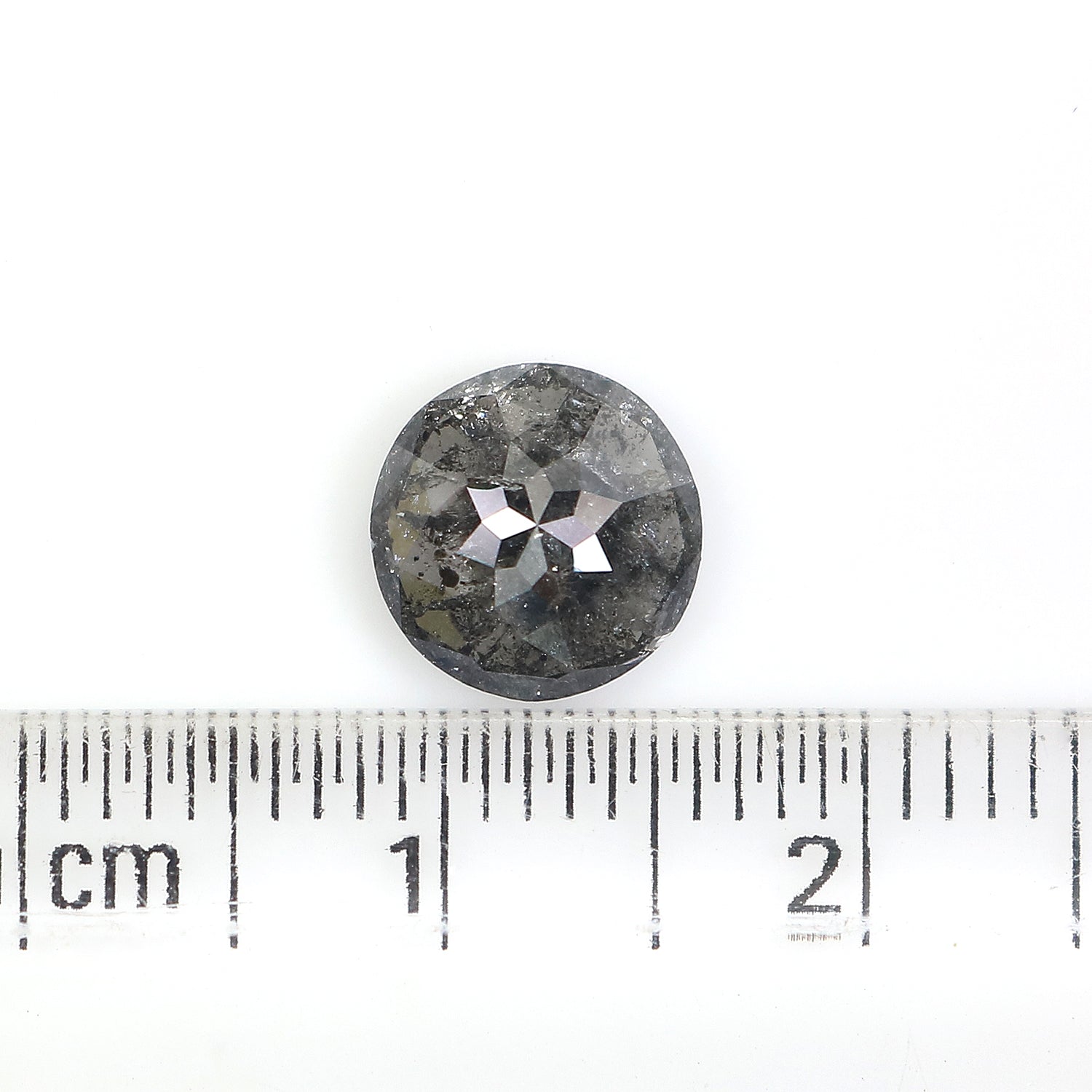 1.60 Ct Natural Loose  Round Rose Cut Diamond Black Gray Color Diamond 8.05 MM Natural Loose Salt and Pepper Diamond Rose Cut Diamond LQ519