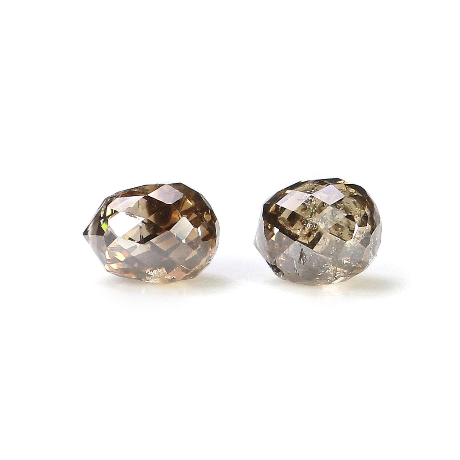 1.31 CT Natural Loose Drop Shape Pair Diamond Brown Color briolette Diamond 4.75 MM Natural Diamond Brown Color Drop Rose Cut Diamond NQ856