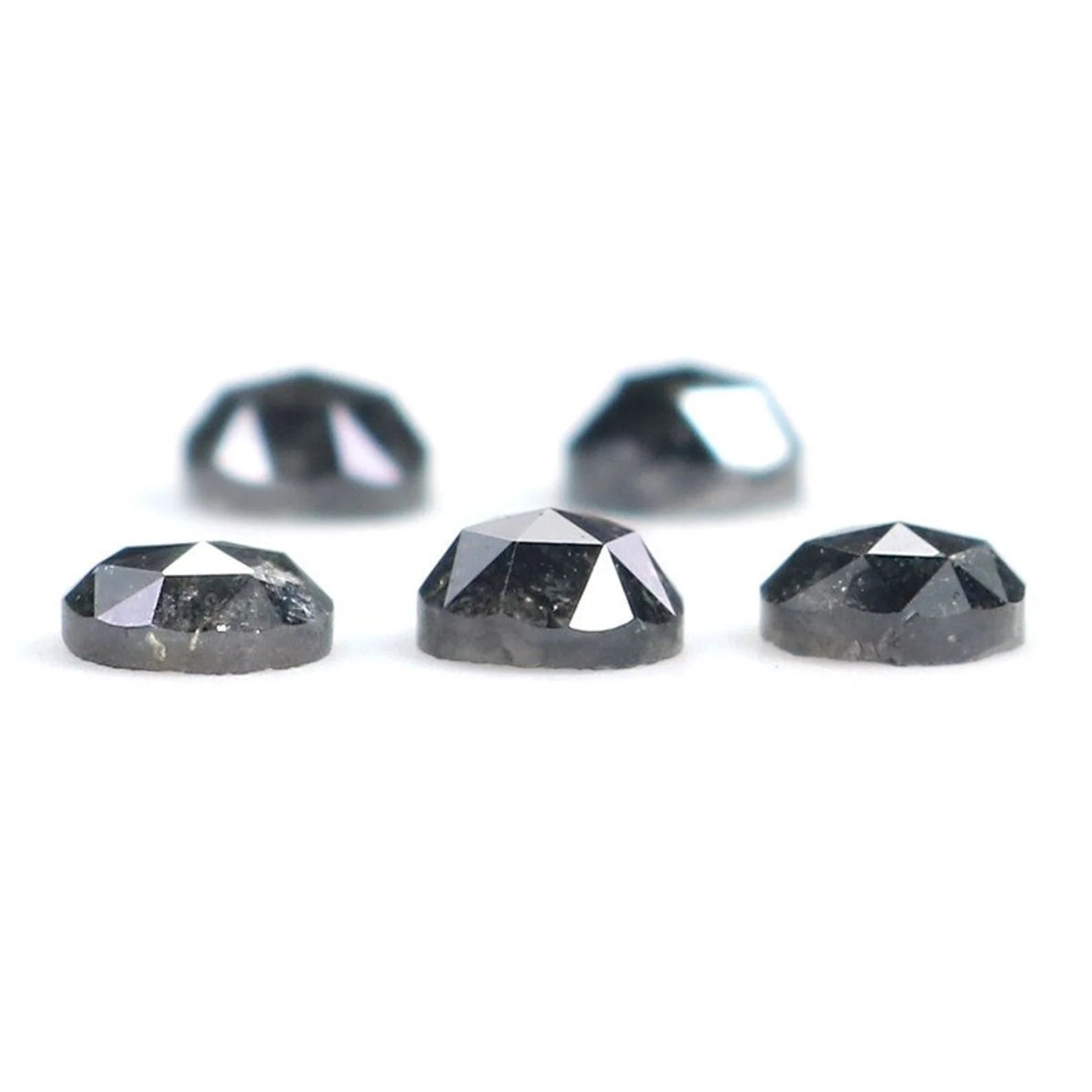 1.29 CT Natural Loose Round Shape Diamond Salt And Pepper Round Cut Diamond 3.70 MM Natural Black Gray Color Round Rose Cut Diamond NQ2070