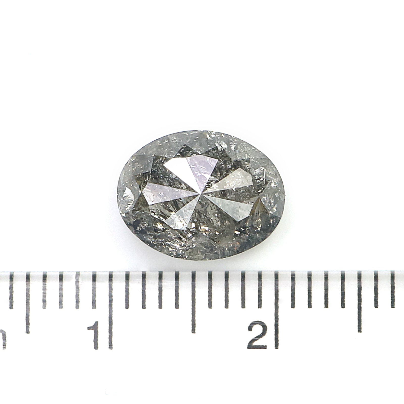 3.80 CT Natural Loose Oval Shape Diamond Salt And Pepper Oval Cut Diamond 10.10 MM Natural Black Grey Color Oval Rose Cut Diamond L3606