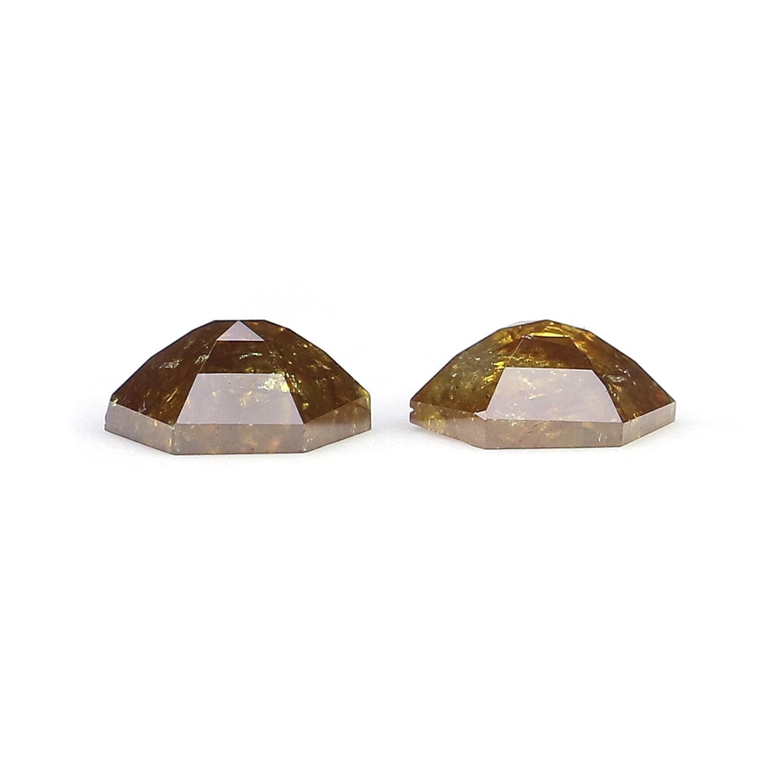 1.68 CT Natural Loose Hexagon Shape Pair Diamond Yellow Color Hexagon Diamond 5.70 MM Natural Brown Color Hexagon Rose Cut Diamond NQ8000