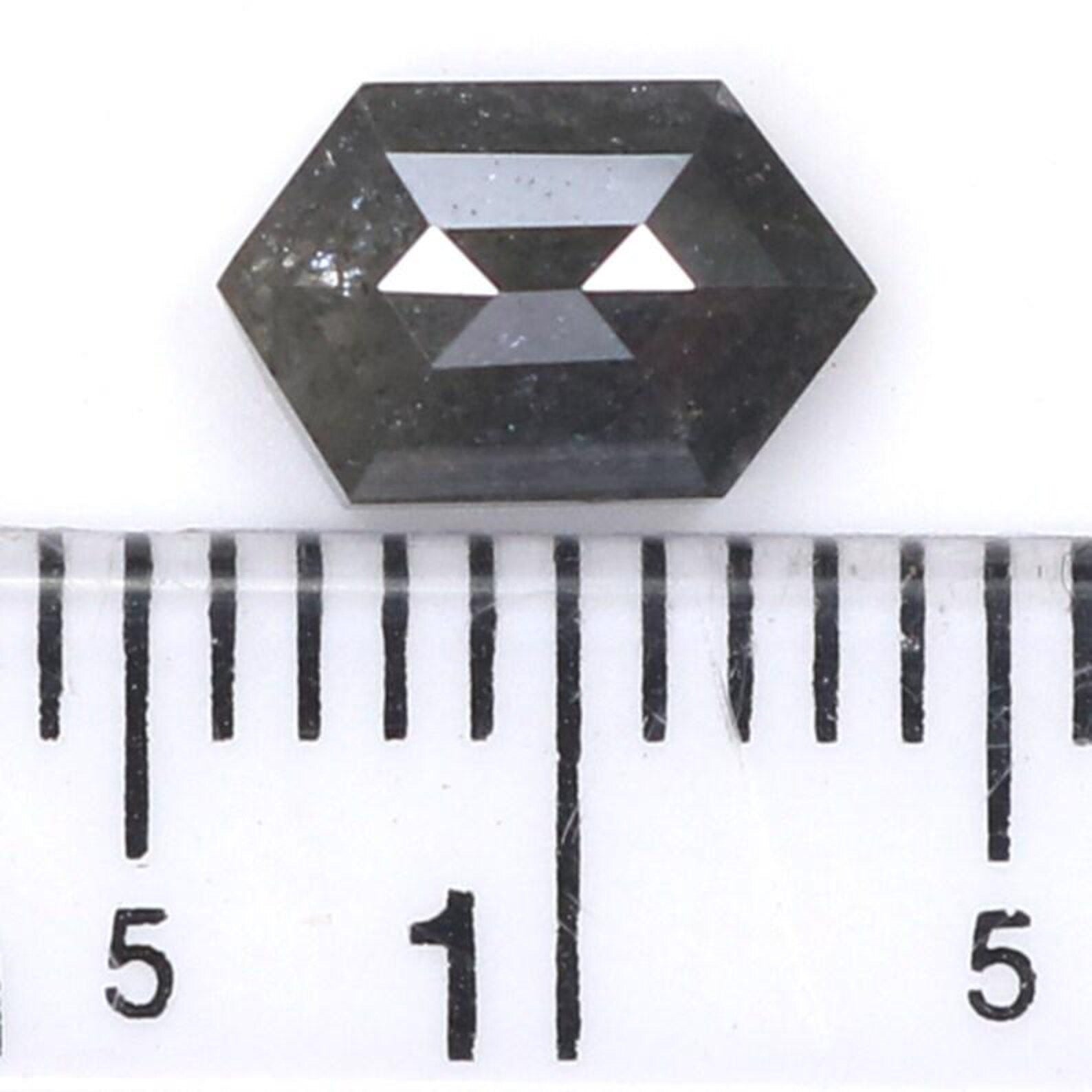 1.06 CT Natural Loose Hexagon Shape Diamond Salt And Pepper Hexagon Cut Diamond 7.70 MM Natural Grey Color Hexagon Rose Cut Diamond NQ7118