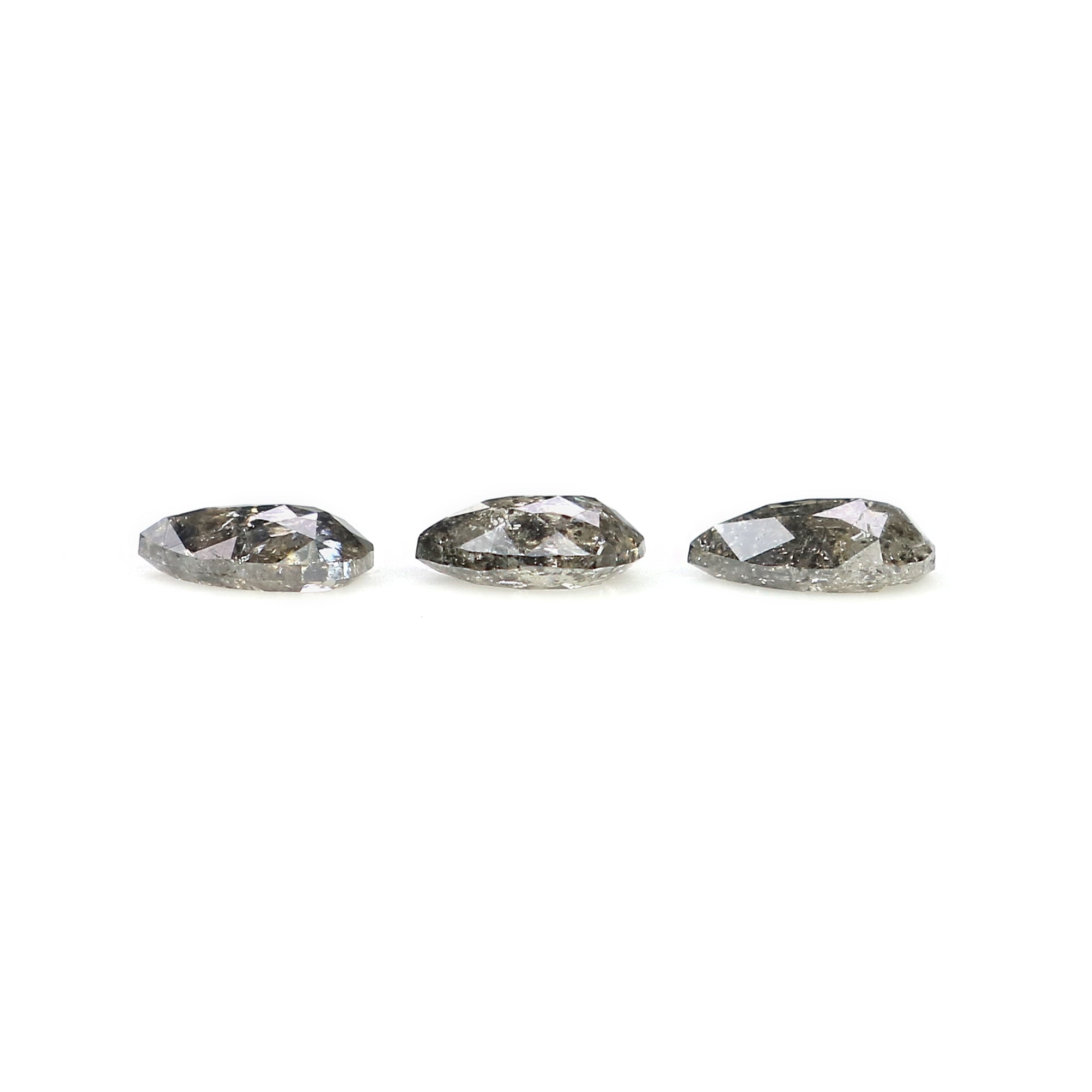 0.48 CT Natural Loose Pear Shape Diamond Salt And Pepper Pear Diamond 4.40 MM Natural Loose Black Grey Color Pear Rose Cut Diamond LQ2896
