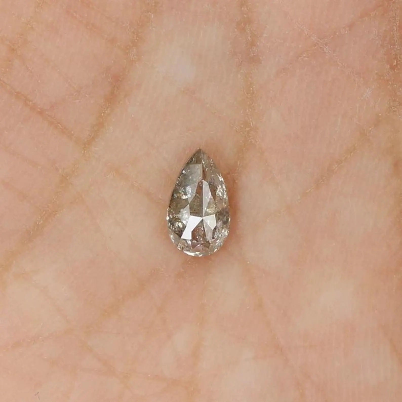 0.42 CT Natural Loose Pear Shape Diamond Grey Color Pear Cut Diamond 6.55 MM Natural Loose Grey Color Diamond Pear Rose Cut Diamond NQ913