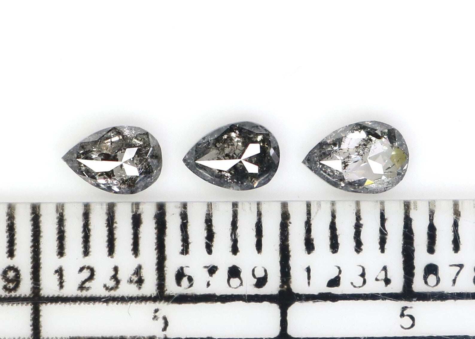 0.46 CT Natural Loose Pear Shape Diamond Salt And Pepper Pear Diamond 4.40 MM Natural Diamond Black Grey Color Pear Rose Cut Diamond NQ2414