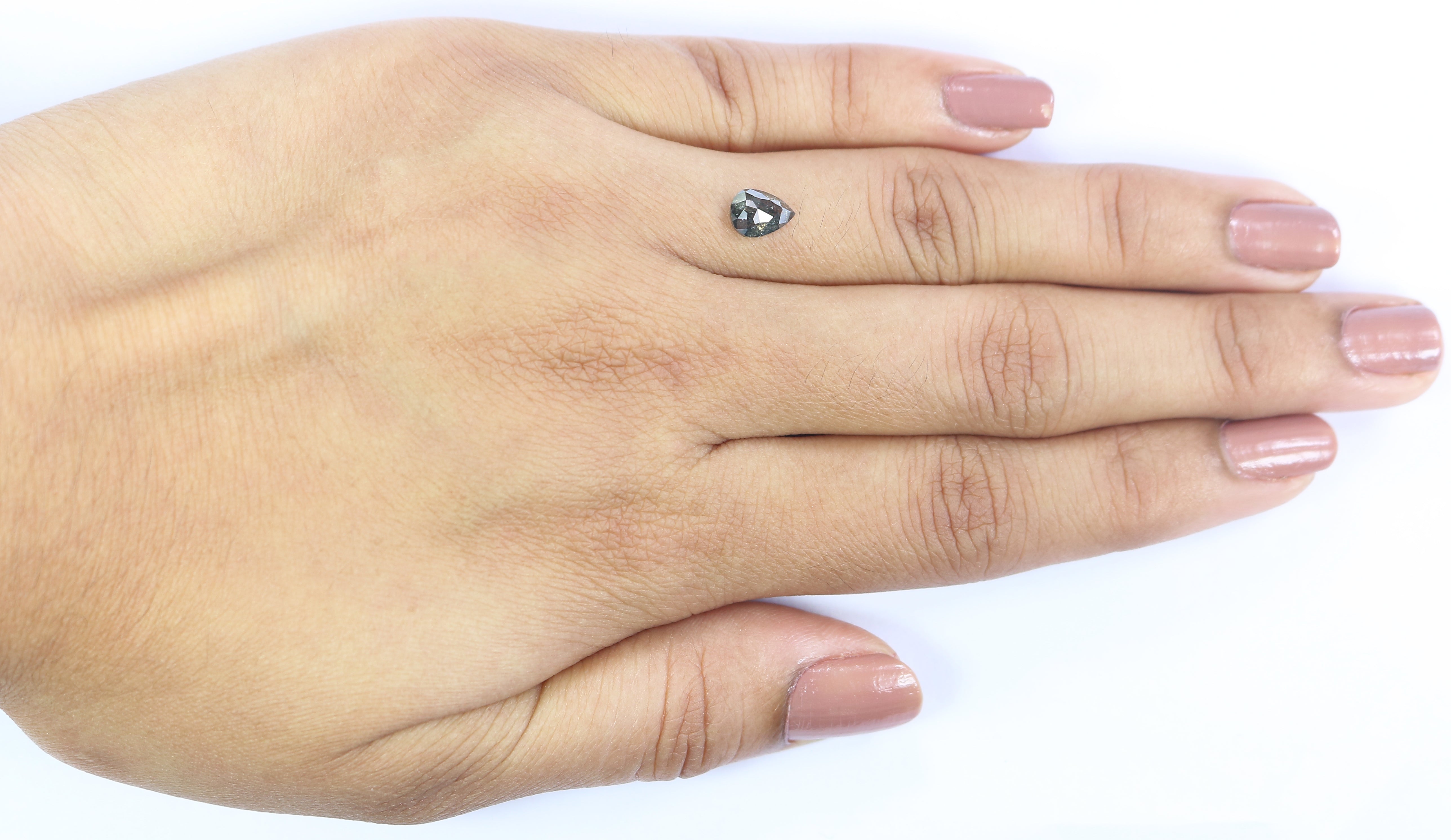 0.74 CT Natural Loose Pear Shape Diamond Salt And Pepper Pear Rose Cut Diamond 6.75 MM Black Grey Color Pear Shape Rose Cut Diamond LQ2936