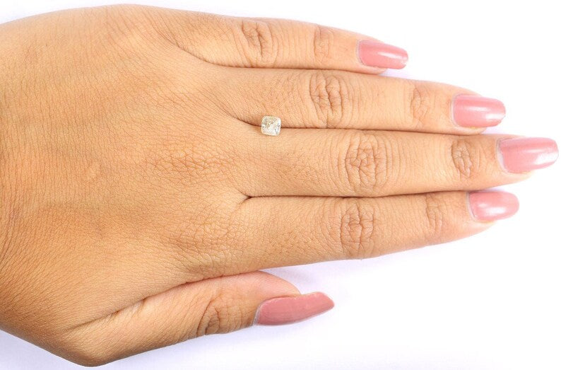 0.67 Ct Natural Loose Cushion Diamond Yellow Grey Color Cushion Diamond 4.60 MM Natural Loose Diamond Cushion Brilliant Cut Diamond NQ8716