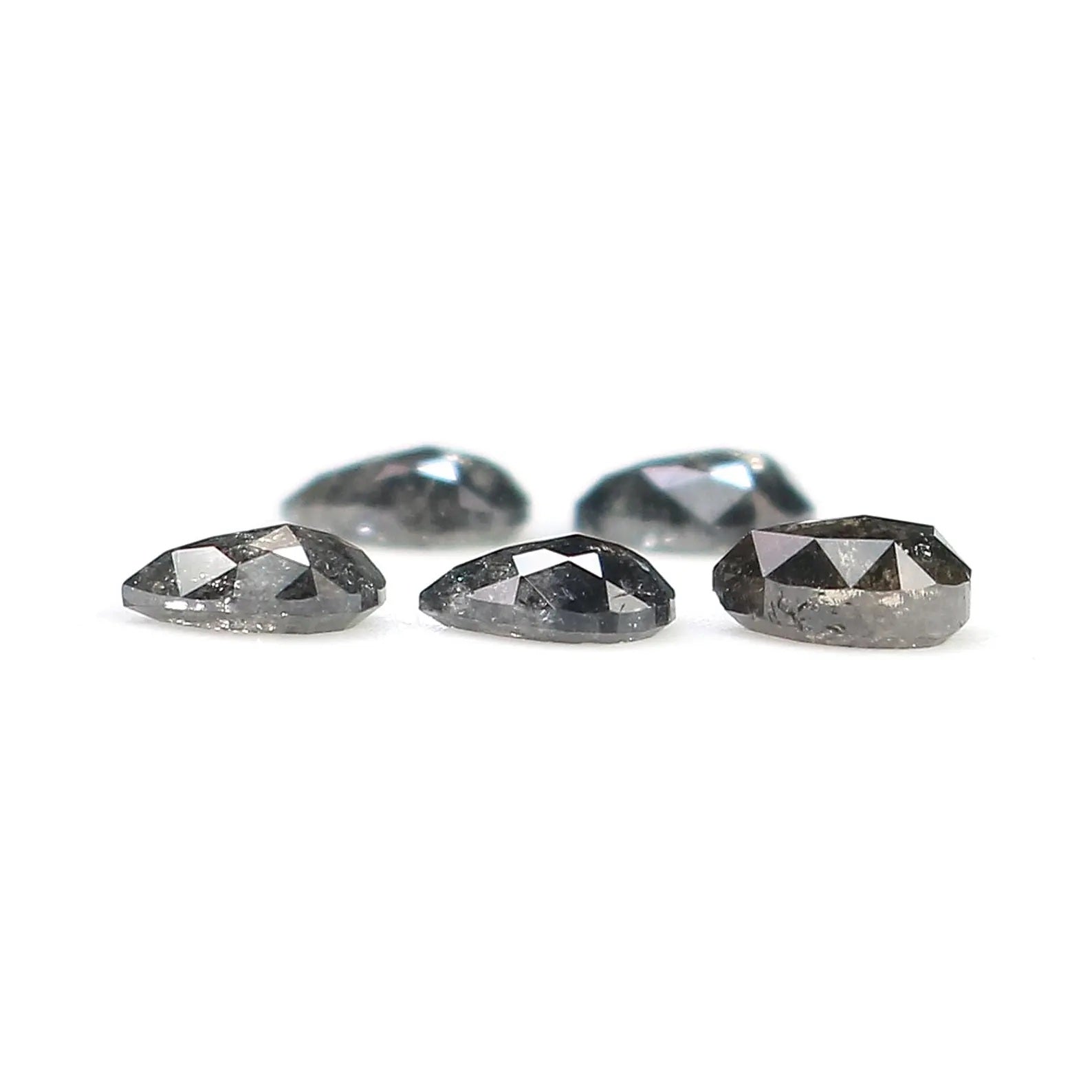 0.94 CT Natural Loose Pear Diamond Salt And Pepper Diamond 4.20 MM Natural Loose Diamond Black Grey Color Pear Shape Rose Cut Diamond NQ1568