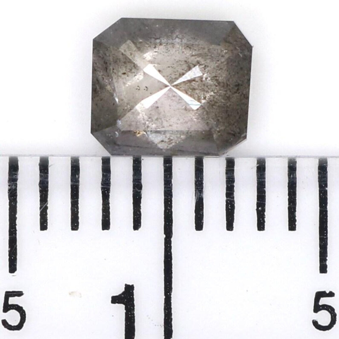 0.67 Ct Natural Loose Emerald Shape Diamond Salt And Pepper Emerald Diamond 5.20 MM Natural Black Grey Color Emerald Rose Cut Diamond NQ8706