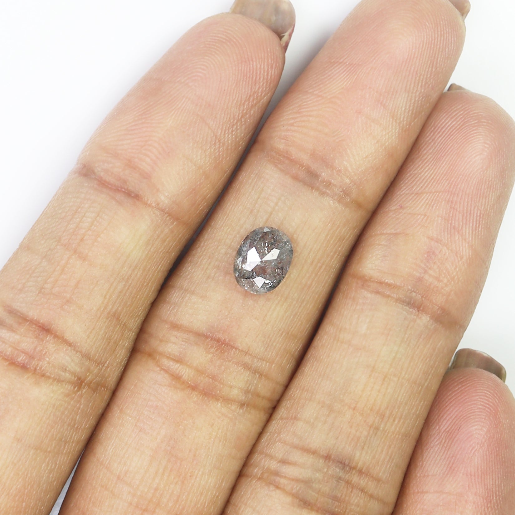 0.89 CT Natural Loose Oval Shape Diamond Salt And Pepper Oval Diamond 6.90 MM Natural Diamond Black Grey Color Oval Rose Cut Diamond QL1445