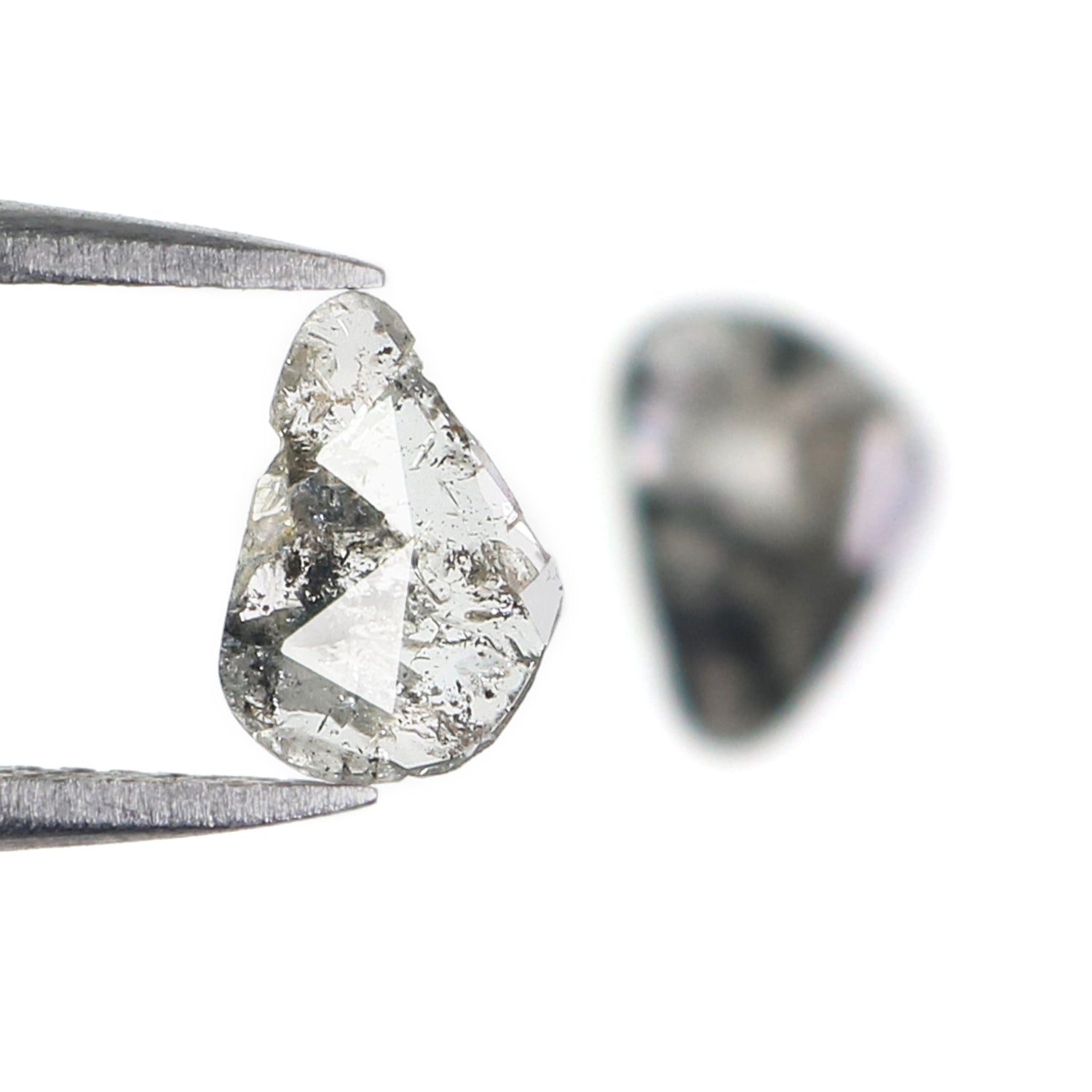 0.73 CT Natural Loose Slice Shape Diamond Salt And Pepper Slice Uncut Diamond 7.95 MM Natural Black Grey Diamond Irregular Cut Diamond L3543