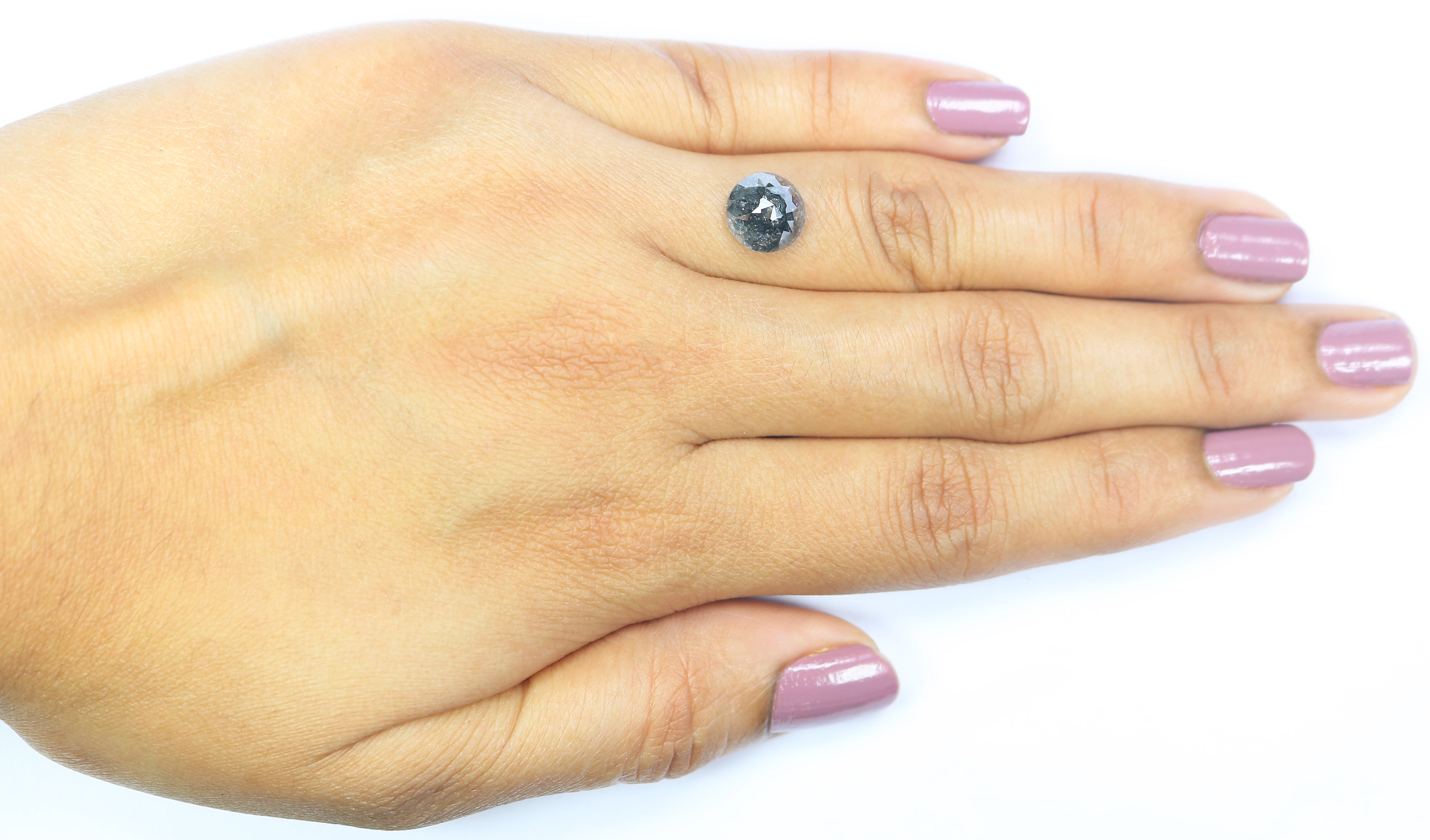 2.49 CT Natural Loose Round Rose Cut Diamond Salt And Pepper Round Diamond 8.15 MM Natural Loose Black Grey Color Rose Cut Diamond QL202