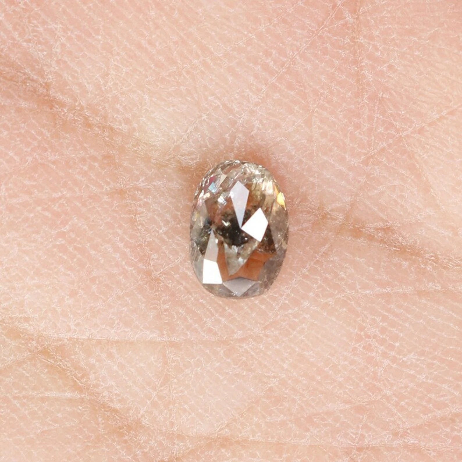 0.42 CT Natural Loose Oval Shape Diamond Salt And Pepper Oval Diamond 5.35 MM Black Grey Color Diamond Oval Shape Rose Cut Diamond NQ1004