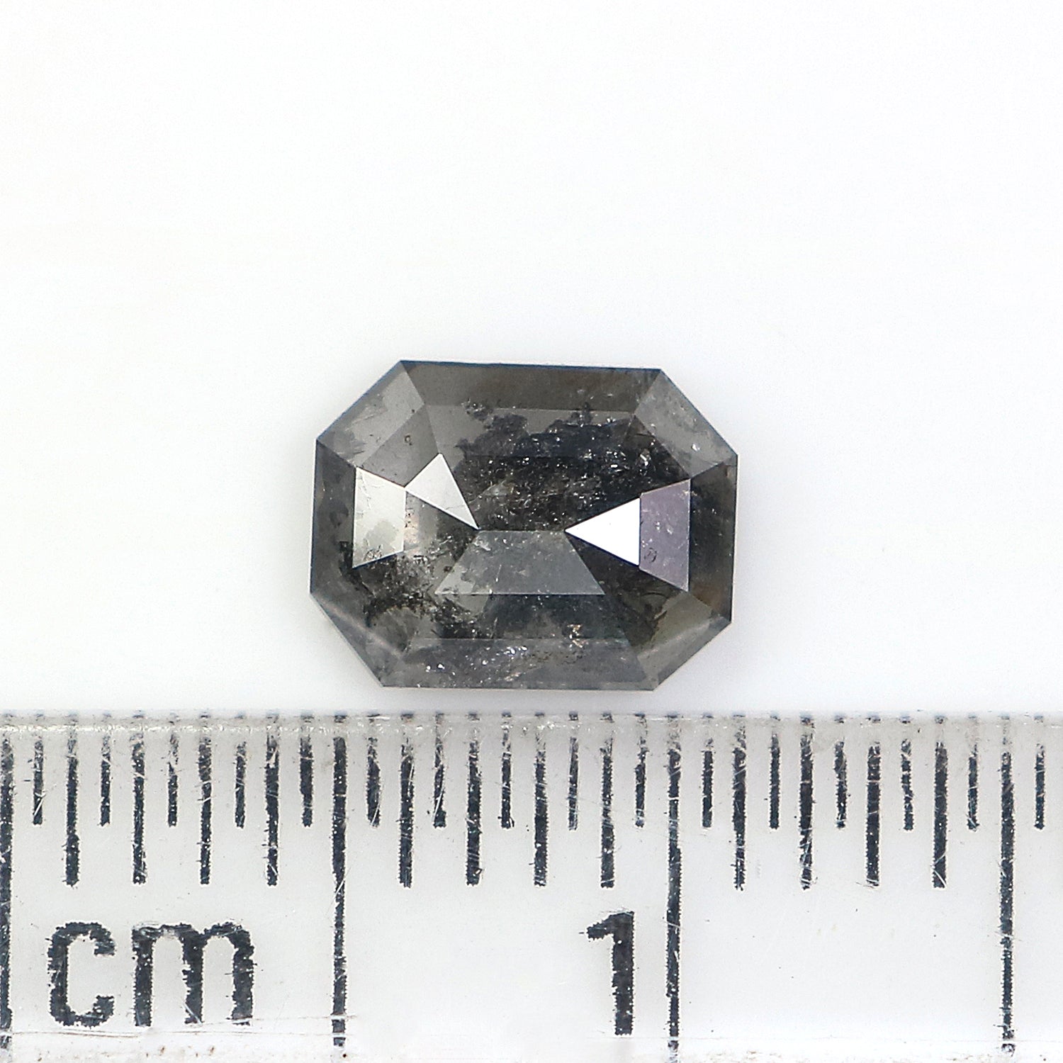 0.67 CT Natural Loose Emerald Shape Diamond Black Grey Color Emerald Cut Diamond 6.35 MM Salt And Pepper Emerald Rose Cut Diamond LQ3306