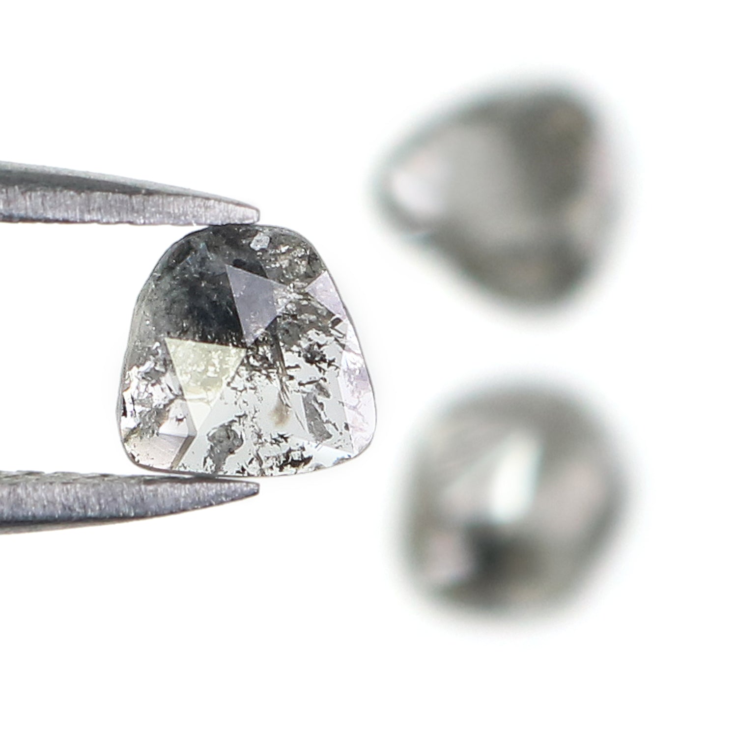 0.92 CT Natural Loose Slice Shape Diamond Salt And Pepper Slice Uncut Diamond 5.95 MM Natural Black Grey Diamond Irregular Cut Diamond L3514