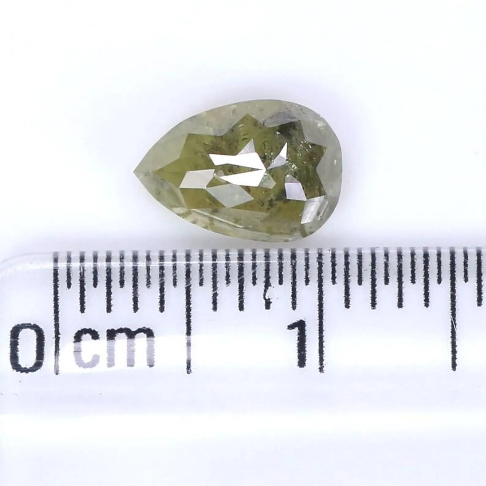1.30 CT Natural Loose Pear Shape Diamond Yellow Color Pear Cut Diamond 7.90 MM Natural Diamond Green Color Pear Rose Cut Diamond NQ9110