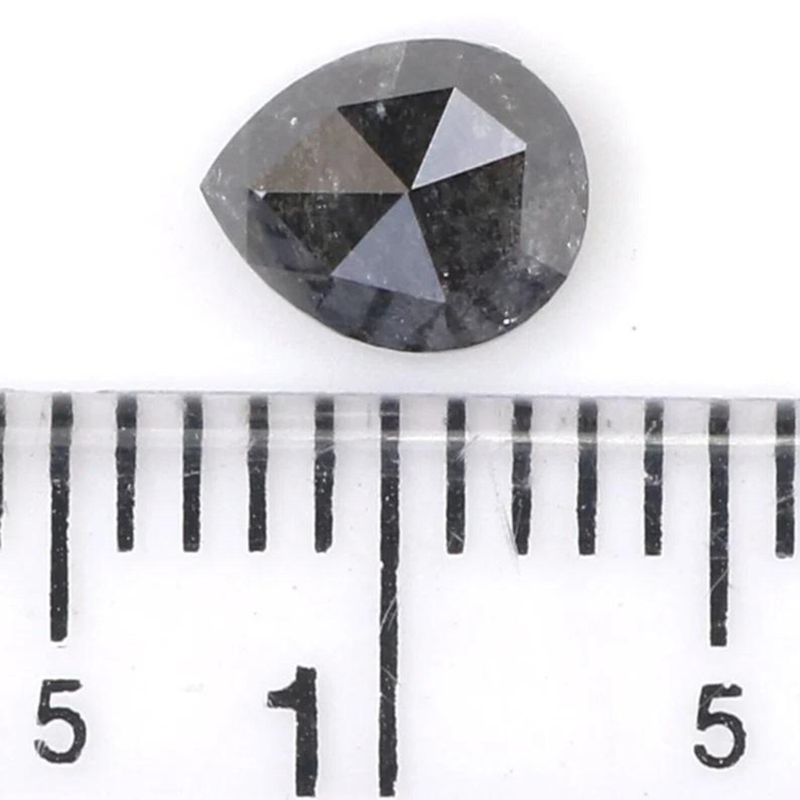 0.65 CT Natural Loose Pear Shape Diamond Salt And Pepper Pear Diamond 5.90 MM Natural Loose Black Grey Color Pear Rose Cut Diamond NQ9466