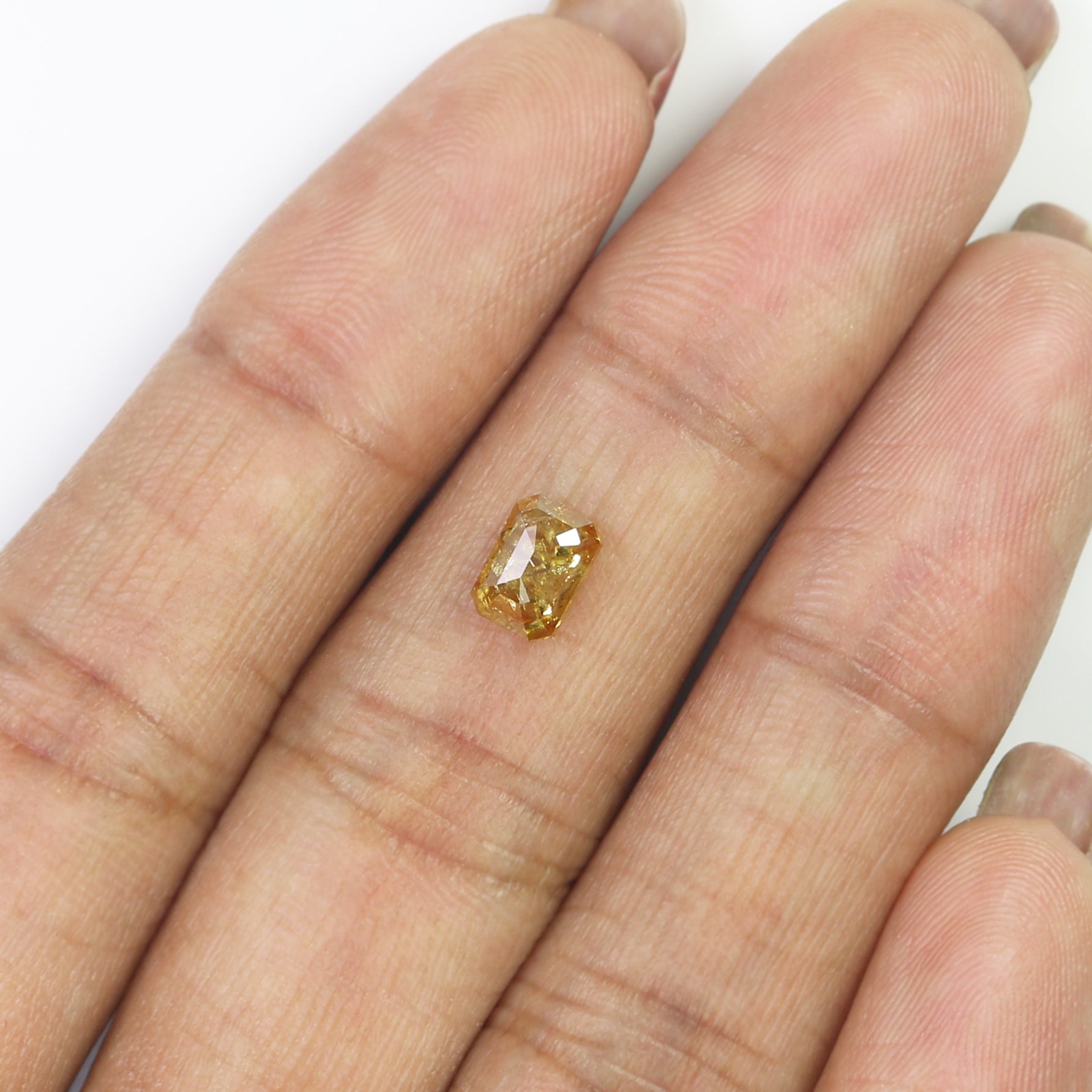 Natural Emerald Yellow Brown Color Diamond 0.88 CT Loose Rose Cut Stone 6.40 MM Rustic Diamond Emerald Diamond For Custom Engagement Ring L3651