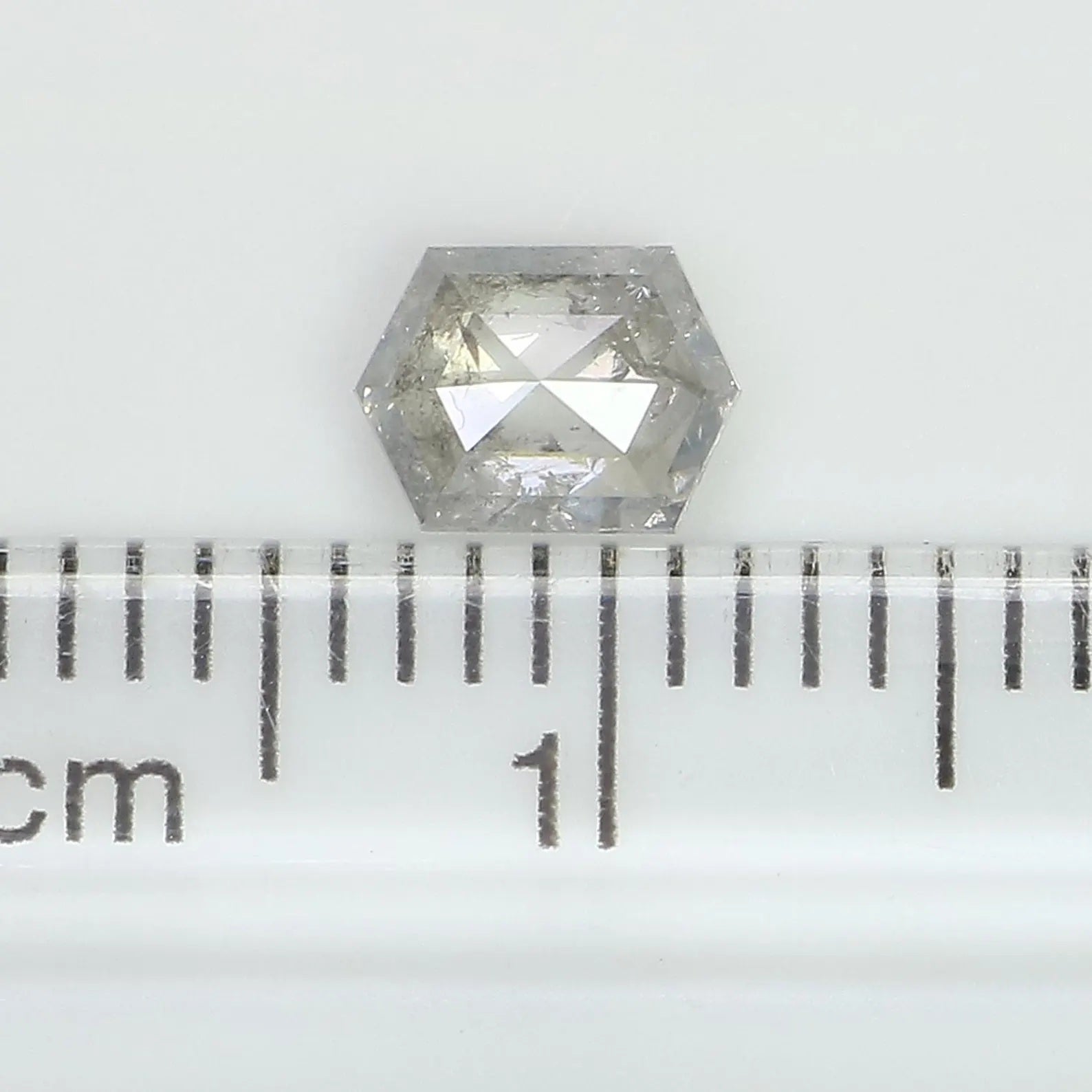 0.62 CT Natural Loose Hexagon Shape Diamond Salt And Pepper Hexagon Cut Diamond 5.70 MM Natural Grey Color Hexagon Rose Cut Diamond QN1435