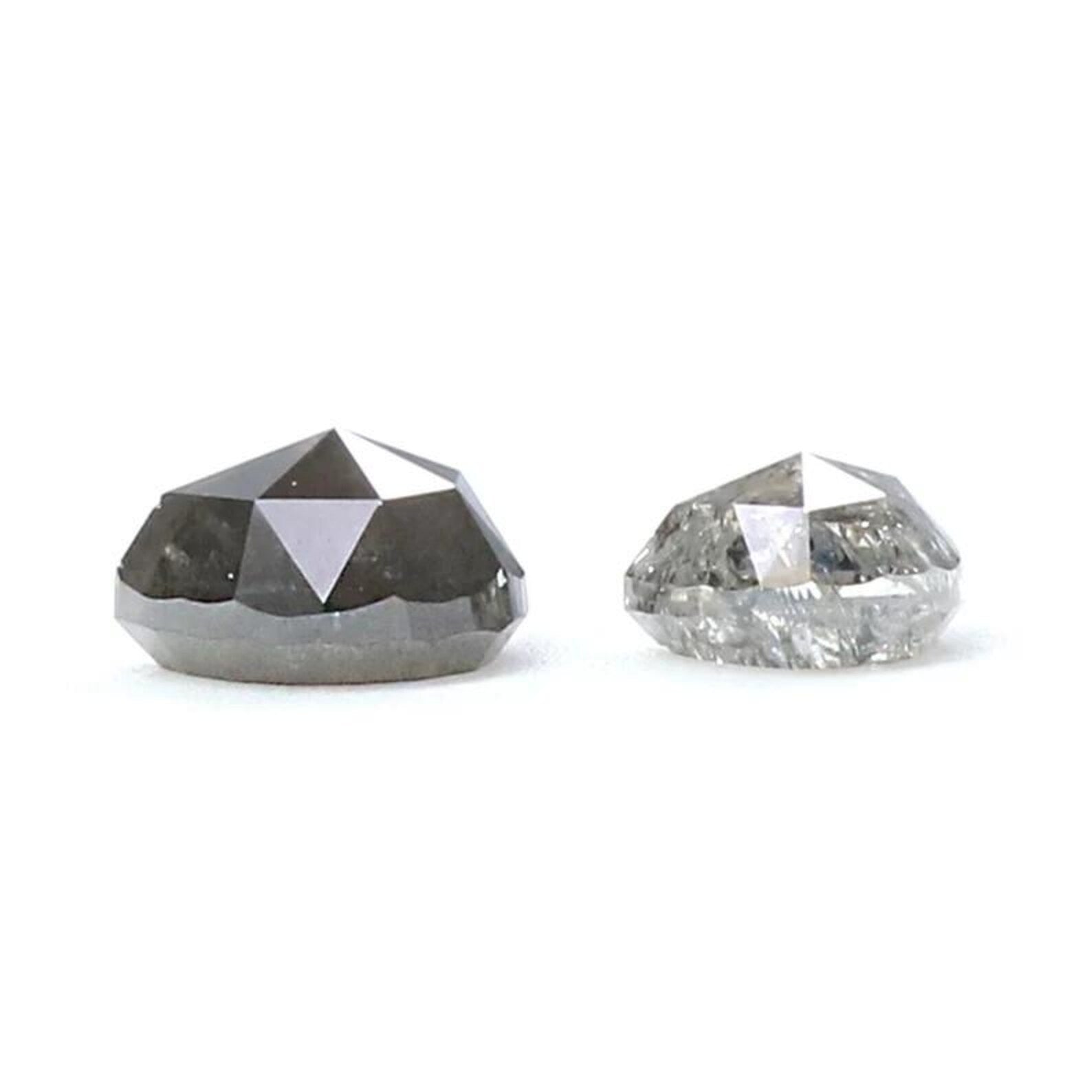 0.68 CT Natural Loose Pear Cut Pair Diamond Salt And Pepper Pear Shape Diamond 4.00 MM Natural Black Gray Color Pear Rose Cut Diamond NQ8535