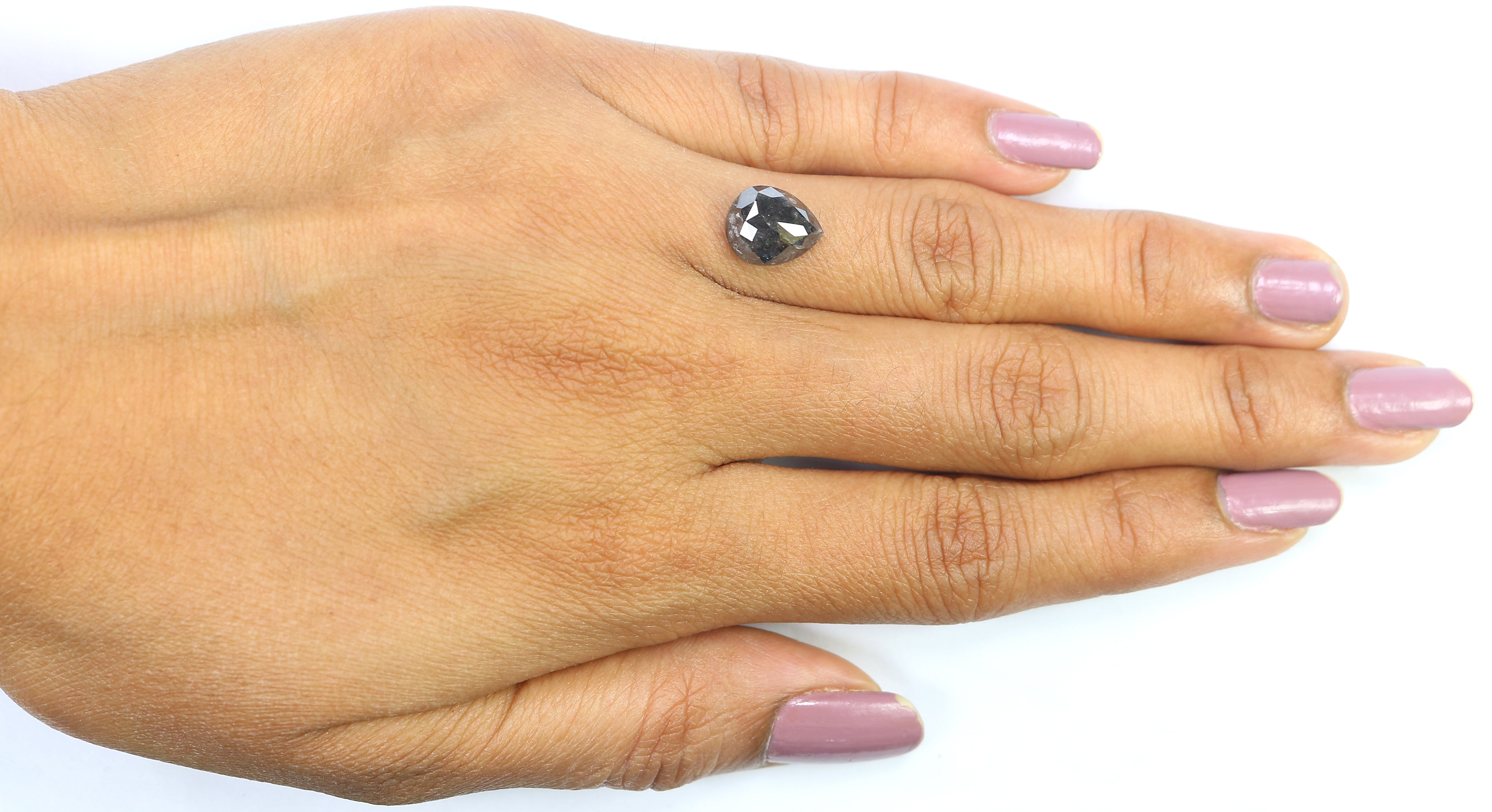 2.75 CT Natural Loose Pear Shape Diamond Salt And Pepper Pear Cut Diamond 9.70 MM Natural Loose Black Grey Pear Rose Cut Diamond QL3082