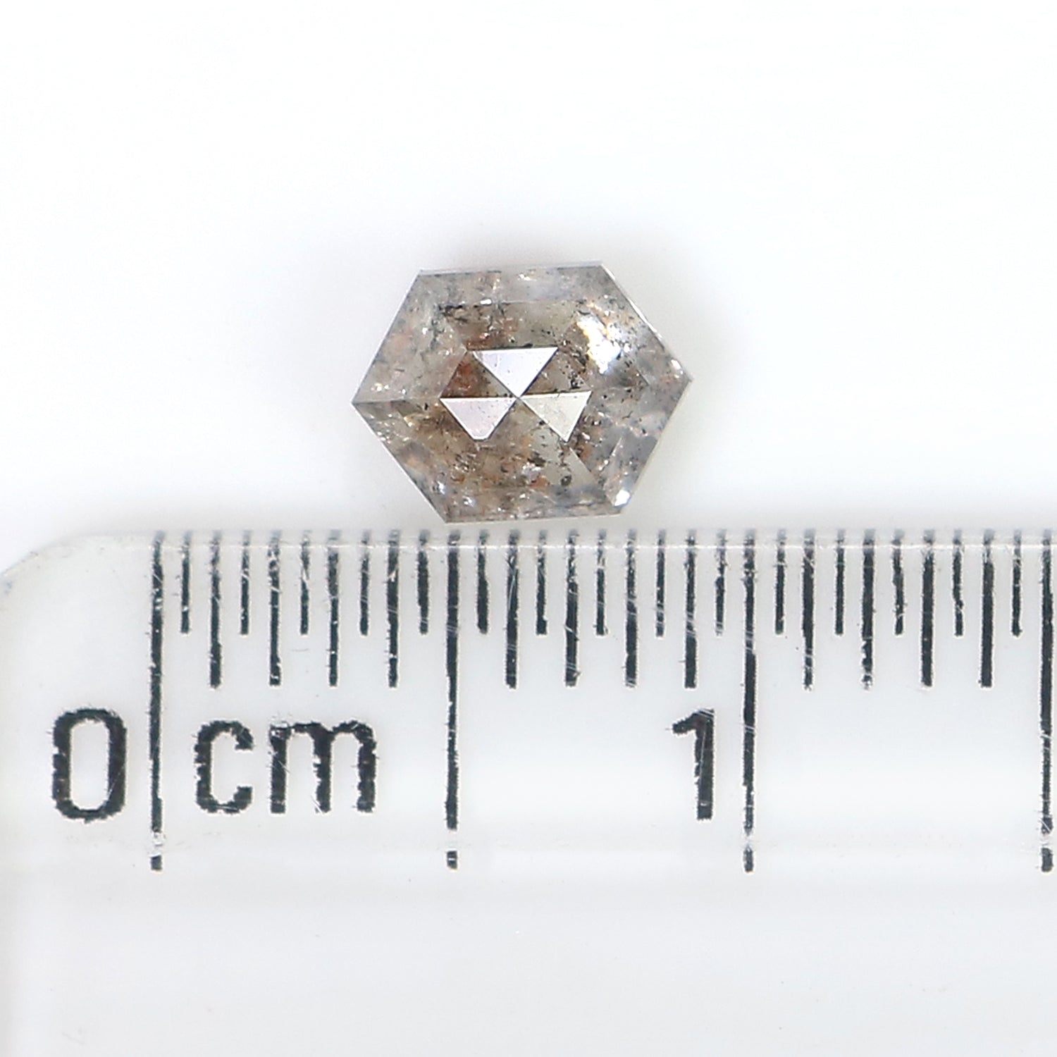 0.63 CT Natural Loose Hexagon Shape Diamond Salt And Pepper Hexagon Diamond 5.70 MM Black Grey Color Hexagon Shape Rose Cut Diamond QL9618