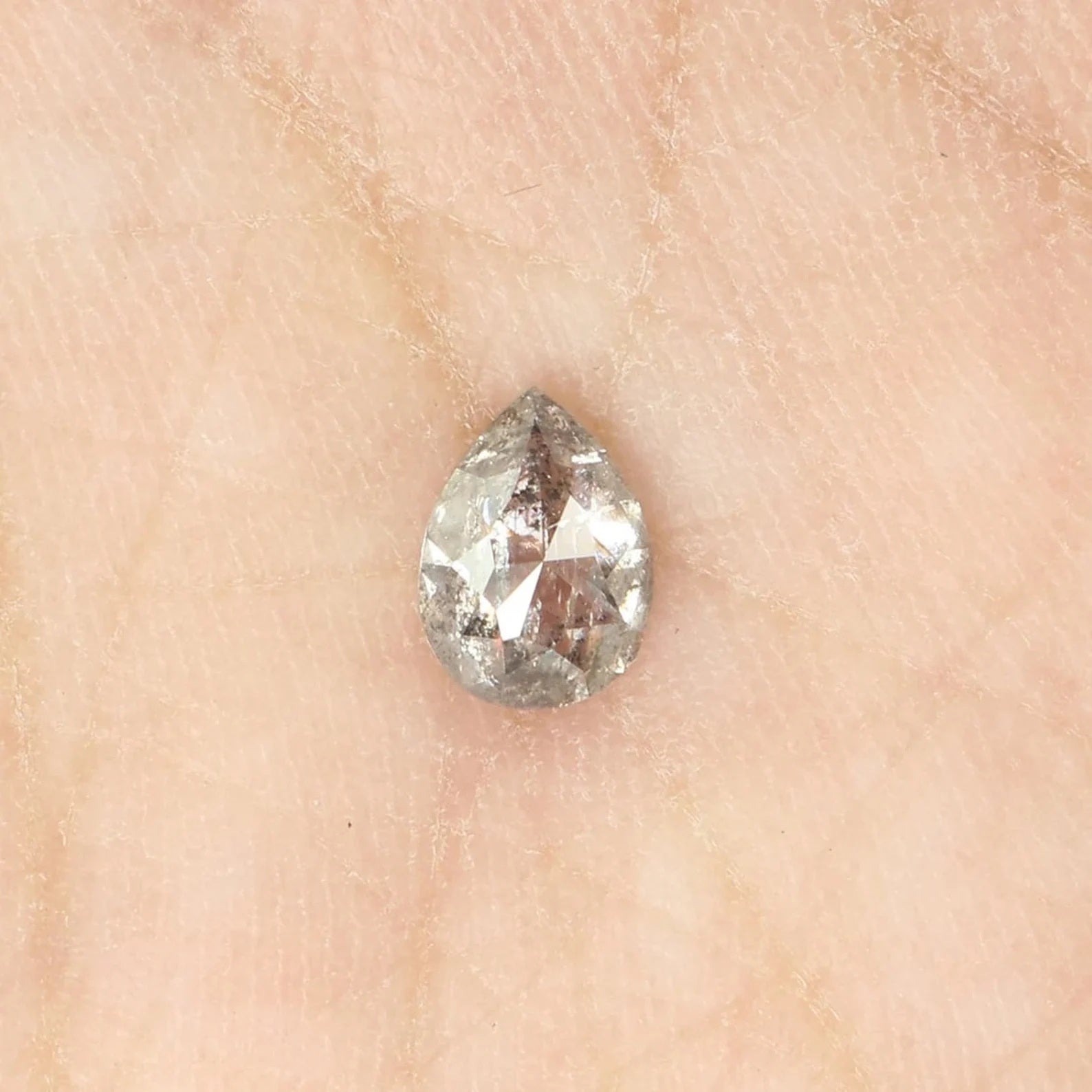 0.45 Ct Natural Loose Pear Shape Diamond Salt Pepper Pear Cut Diamond 5.75 MM Natural Loose Black Grey Color Pear Rose Cut Diamond NQ940