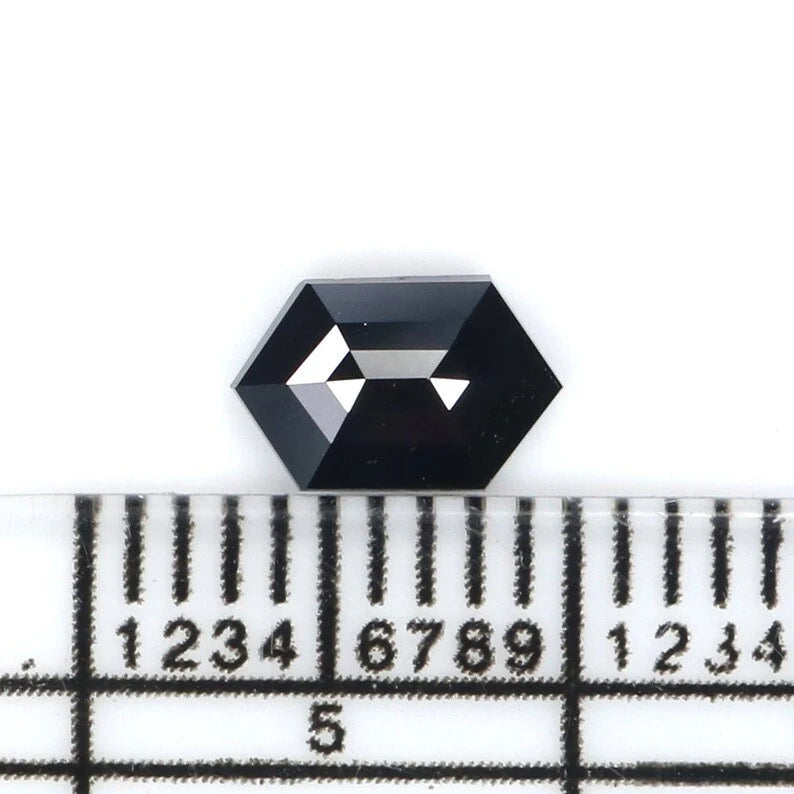 0.66 CT Natural Loose Hexagon Shape Diamond Black Color Hexagon Diamond 6.85 MM Natural Loose Black Color Hexagon Rose Cut Diamond NQ2207