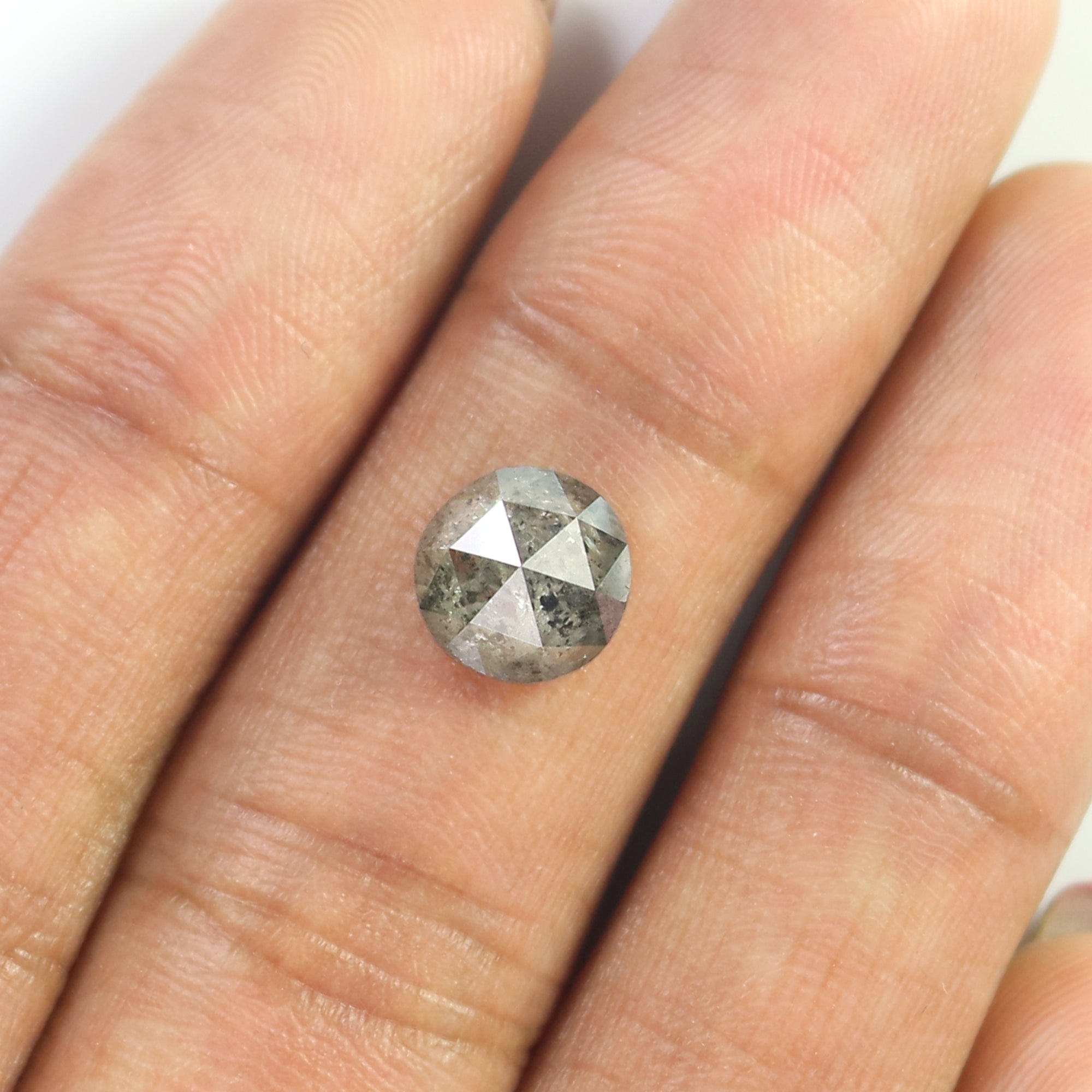 Natural Round Salt and Pepper Diamond 1.83 CT Loose Round Rose Cut Black Grey Stone 7.80 MM Rustic Diamond For Custom Engagement Ring L3682