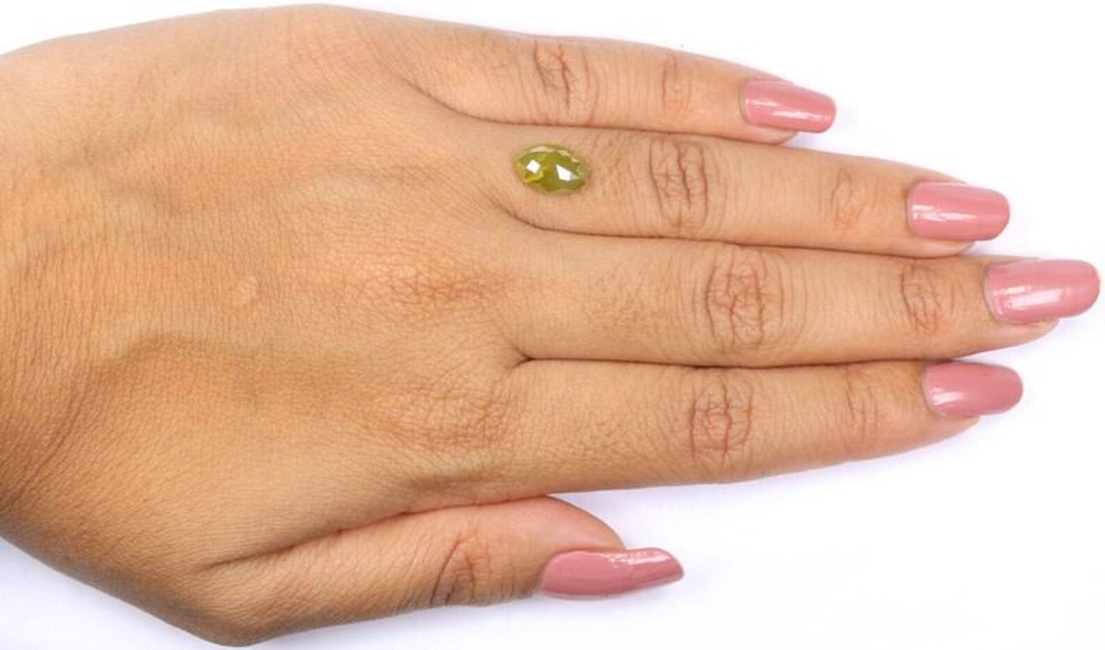 1.96 CT Natural Loose Oval Shape Diamond Green Color Oval Cut Diamond 9.70 MM Natural Loose Diamond Yellow Color Oval Rose Cut Diamond NQ682