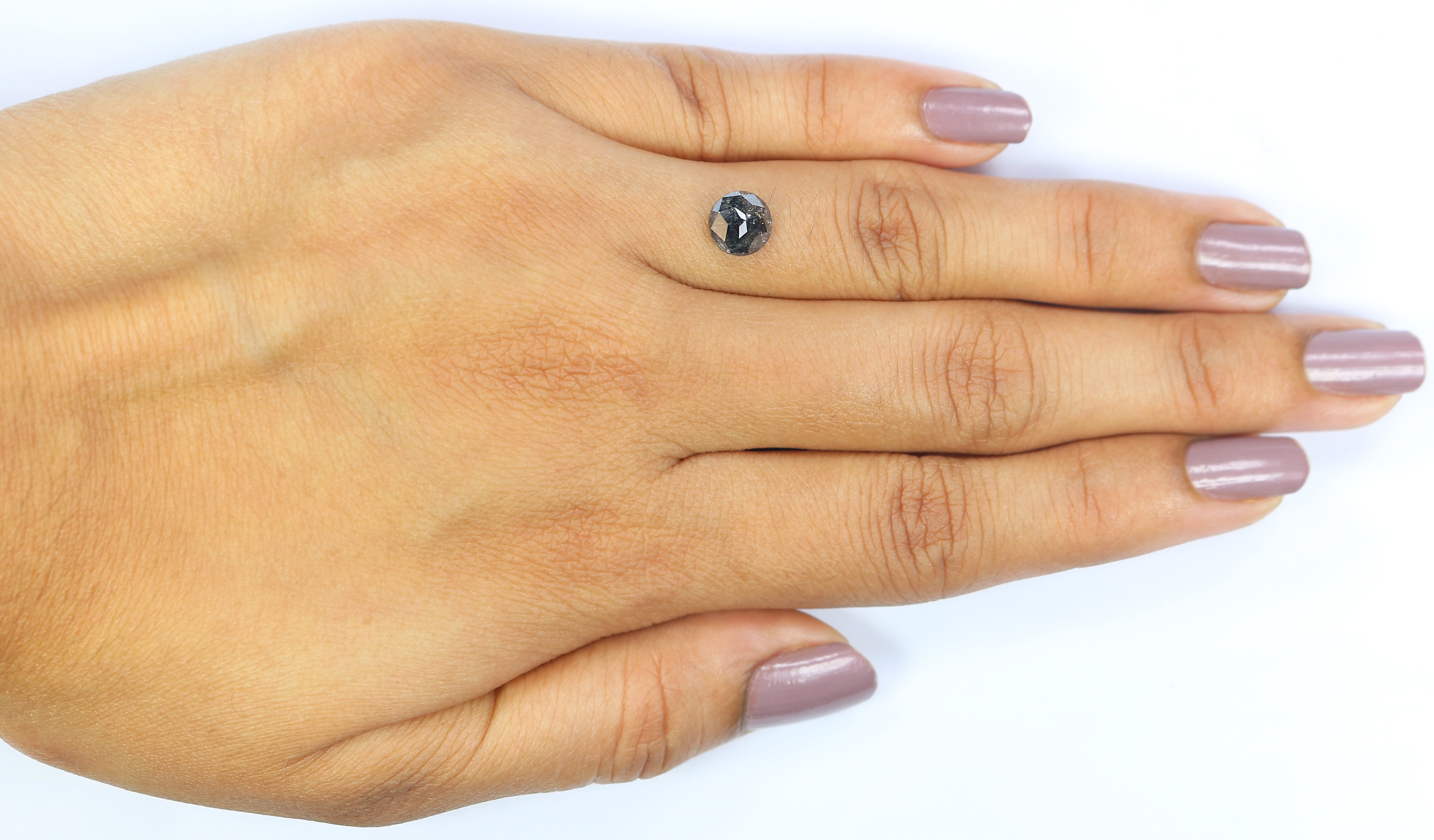1.17 Ct Natural Loose Round Rose Cut Diamond Salt And Pepper Round Shape Diamond 6.60 MM Natural Black Grey Round Rose Cut Diamond KQ2718