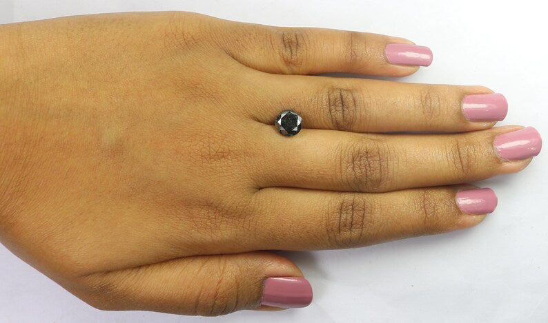 1.70 CT Natural Loose Round Shape Diamond Black Color Round Diamond 7.45 MM Natural Diamond Black Color Round Brilliant Cut Diamond NQ511