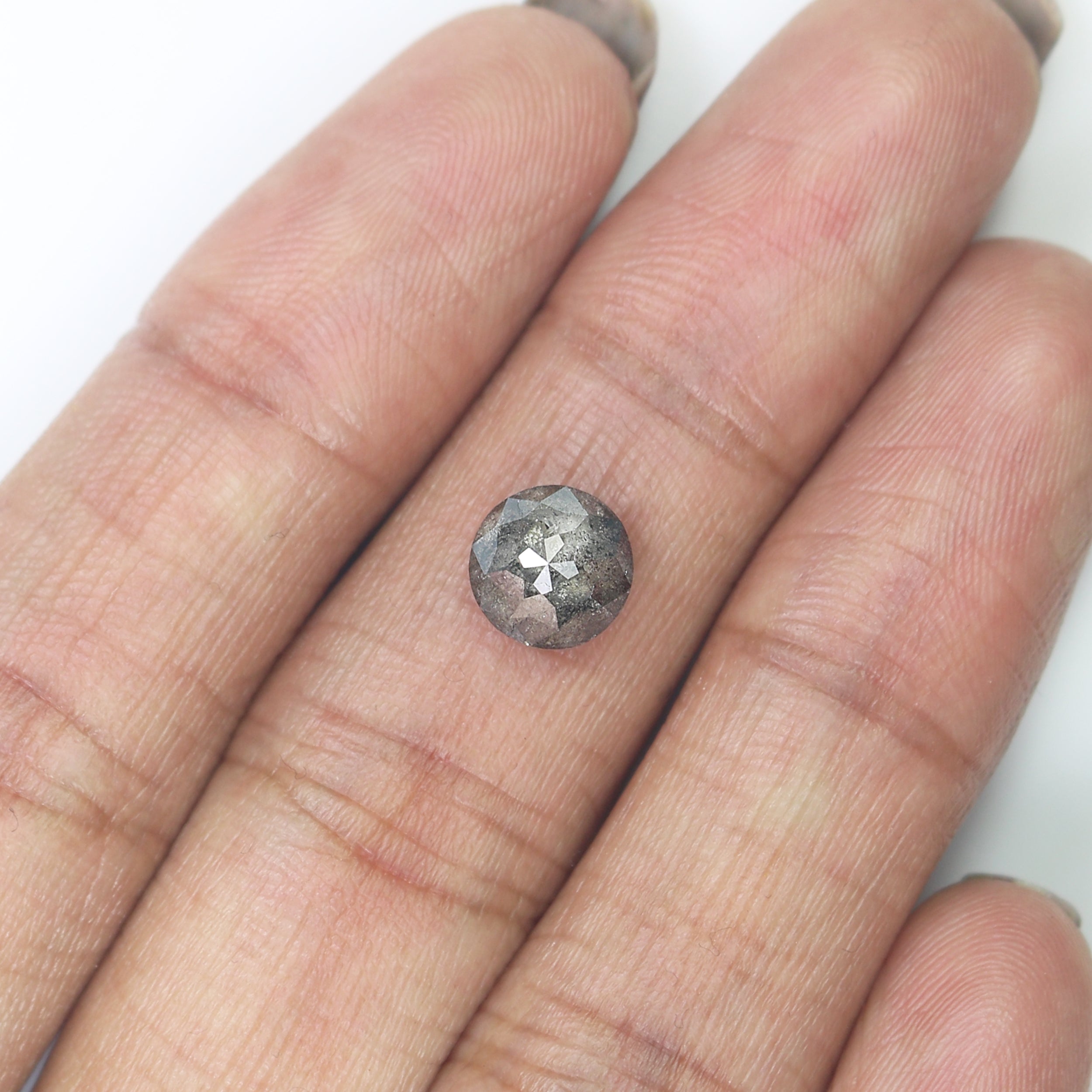 1.71 Ct Natural Loose Round Rose Cut Diamond Black Color Rose Cut Diamond 7.20 MM Natural Loose Salt And Pepper Rose Cut Diamond QL1198