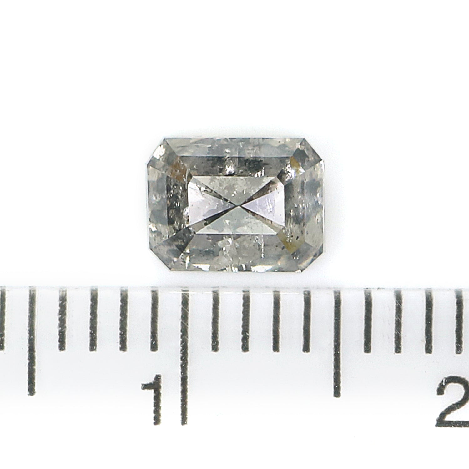 0.94 CT Natural Loose Emerald Shape Diamond Salt And Pepper Emerald Cut Diamond 5.90 MM Natural Black Grey Emerald Rose Cut Diamond QL9559