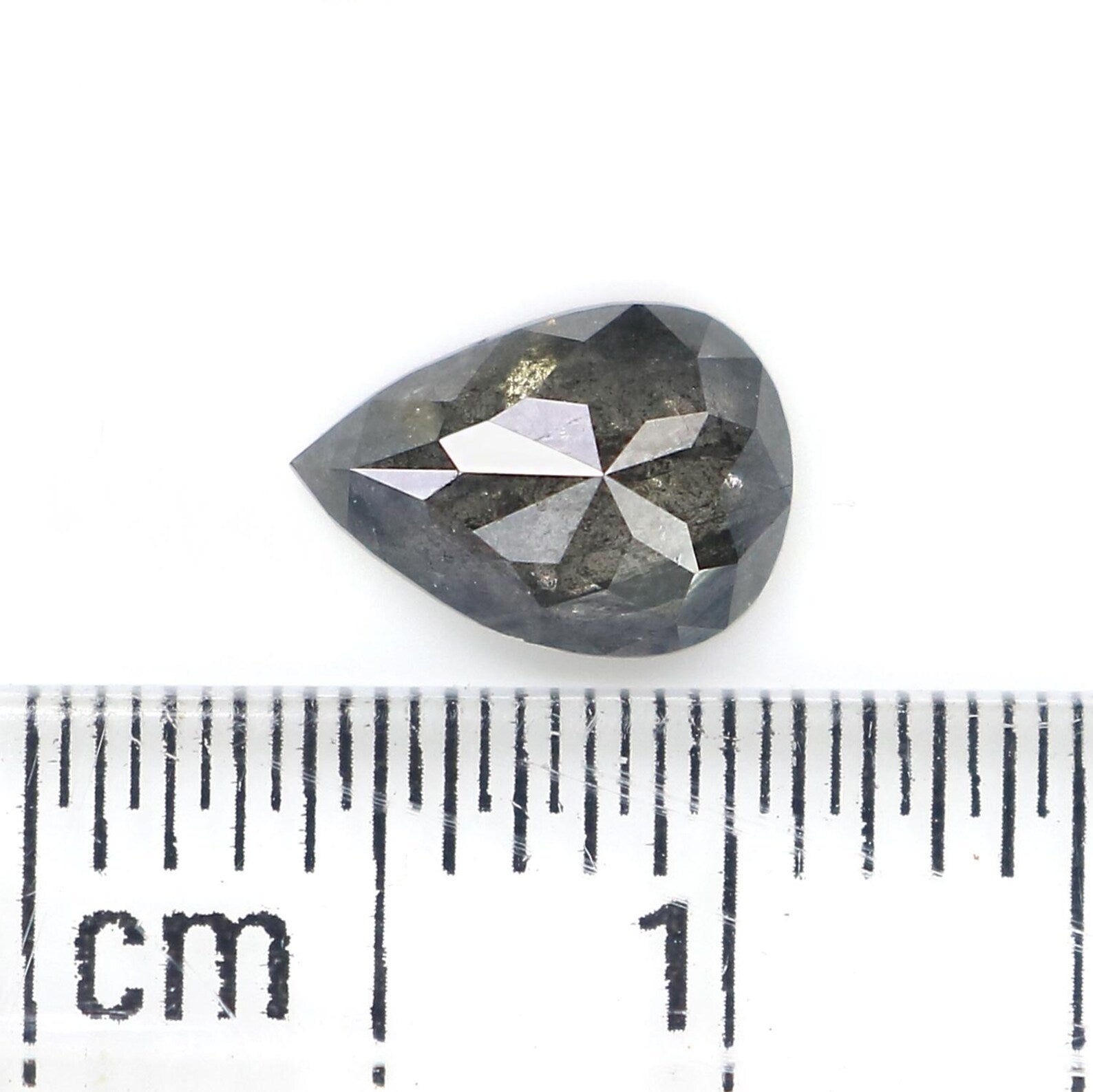 0.70 CT Natural Loose Pear Shape Diamond Salt And Pepper Diamond 7.20 MM Natural Loose Black Grey Color Pear Shape Rose Cut Diamond QN9960