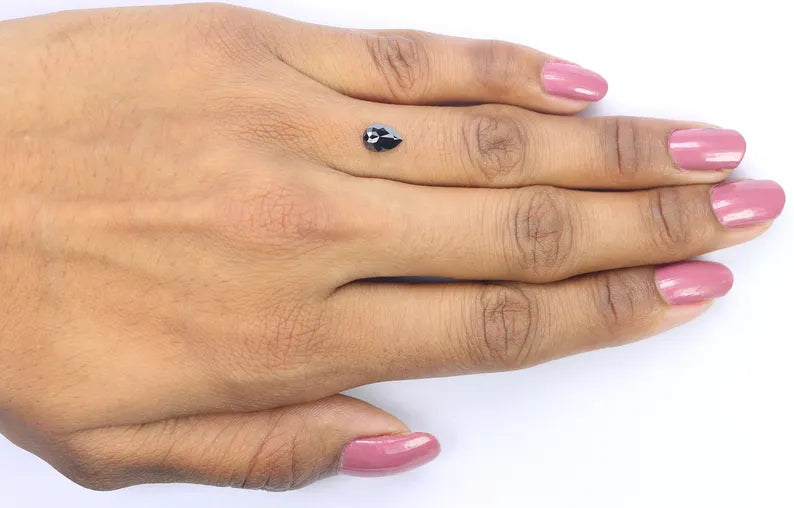 0.61 CT Natural Loose Pear Shape Diamond Black Color Pear Cut Diamond 7.00 MM Natural Loose Diamond Black Pear Rose Cut Diamond NQ2552
