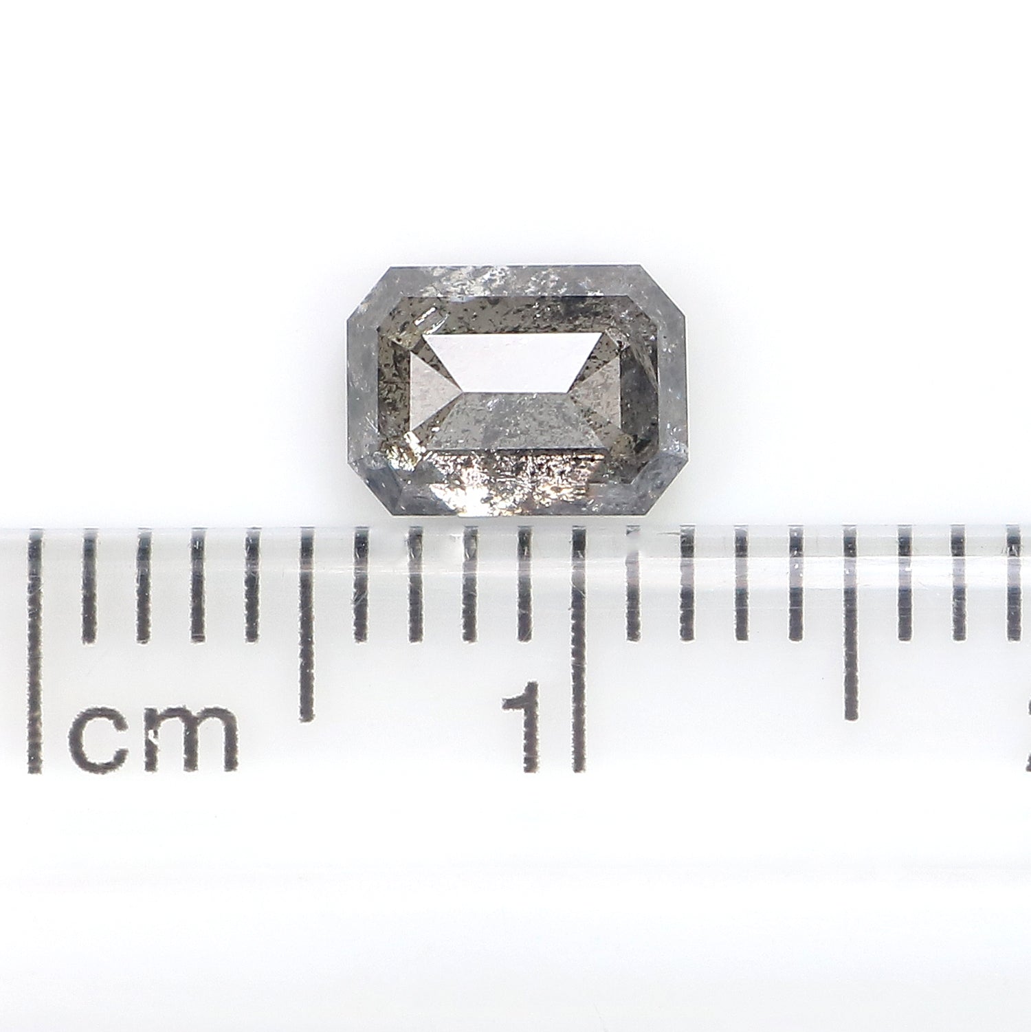 0.90 CT Natural Loose Emerald Shape Diamond Salt And Pepper Emerald Diamond 6.30 MM Natural Black Grey Color Emerald Rose Cut Diamond L3416