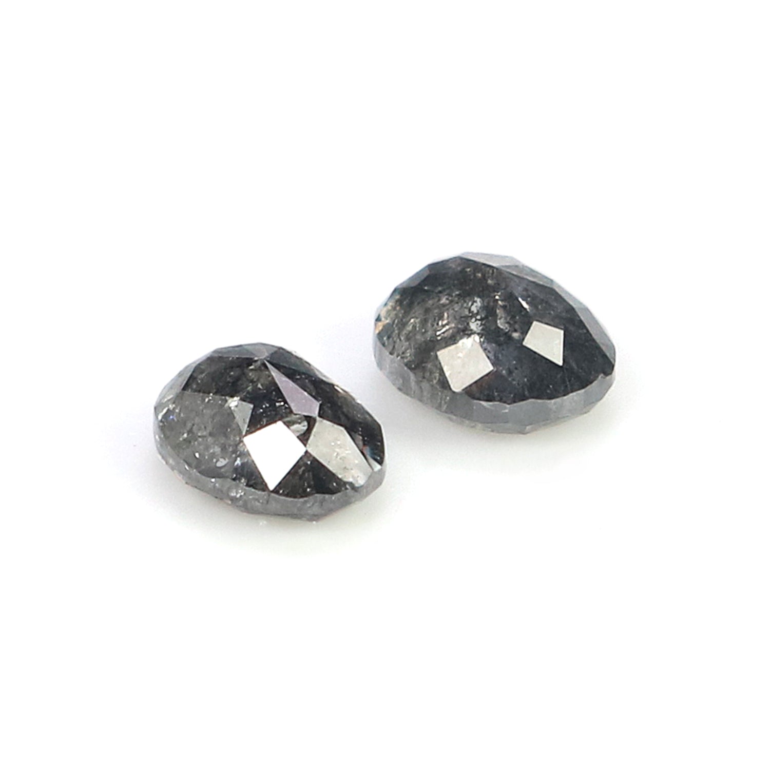 0.64 CT Natural Loose Oval Cut Pair Diamond Salt And Pepper Oval Shape Diamond 4.50 MM Natural Black Grey Color Oval Rose Cut Diamond L502