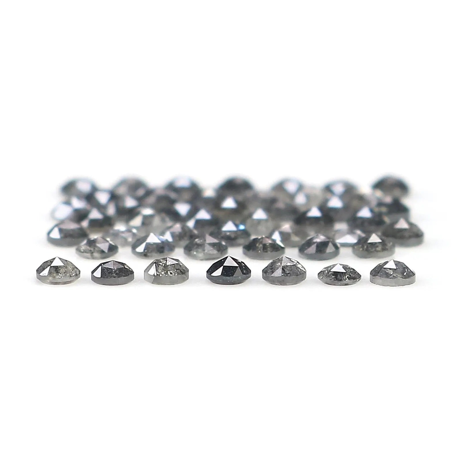 1.06 Ct Natural Loose Round Shape Diamond Salt And Pepper Round Cut Diamond 1.60 MM Natural Black Gray Color Round Rose Cut Diamond NQ1834